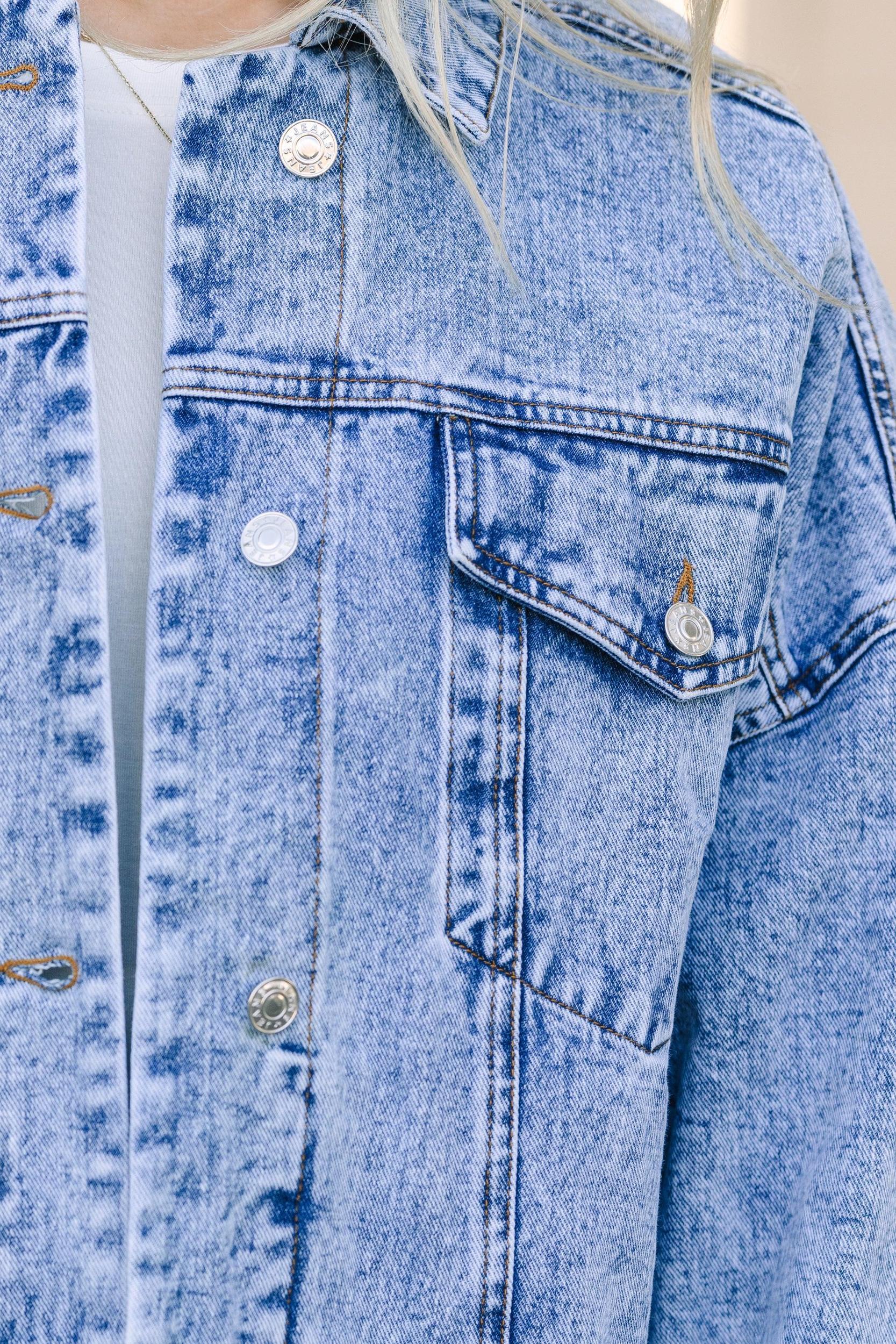 Back To You Medium Wash Denim Jacket Female Product Image