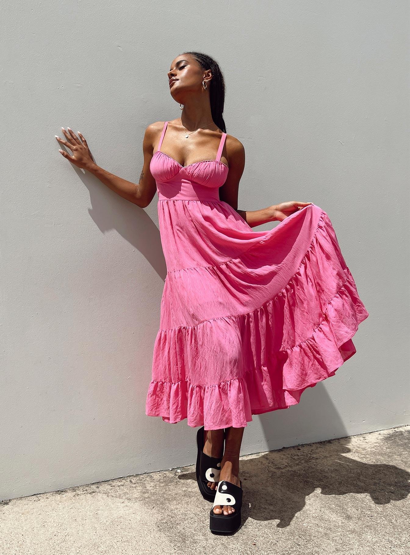 Joella Midi Dress Pink Product Image