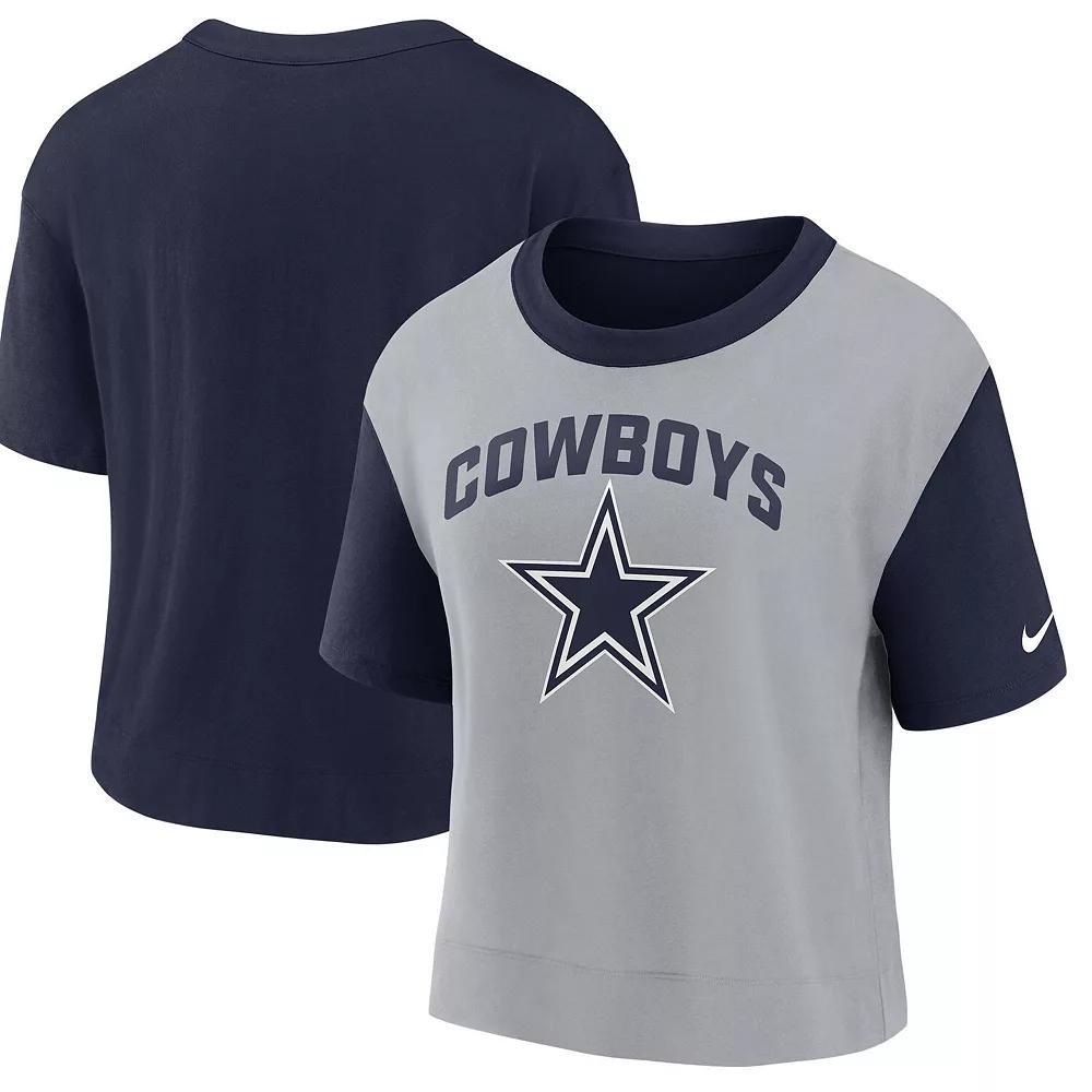 Women's Nike Navy/Silver Dallas Cowboys High Hip Fashion T-Shirt, Size: Small, Blue Product Image