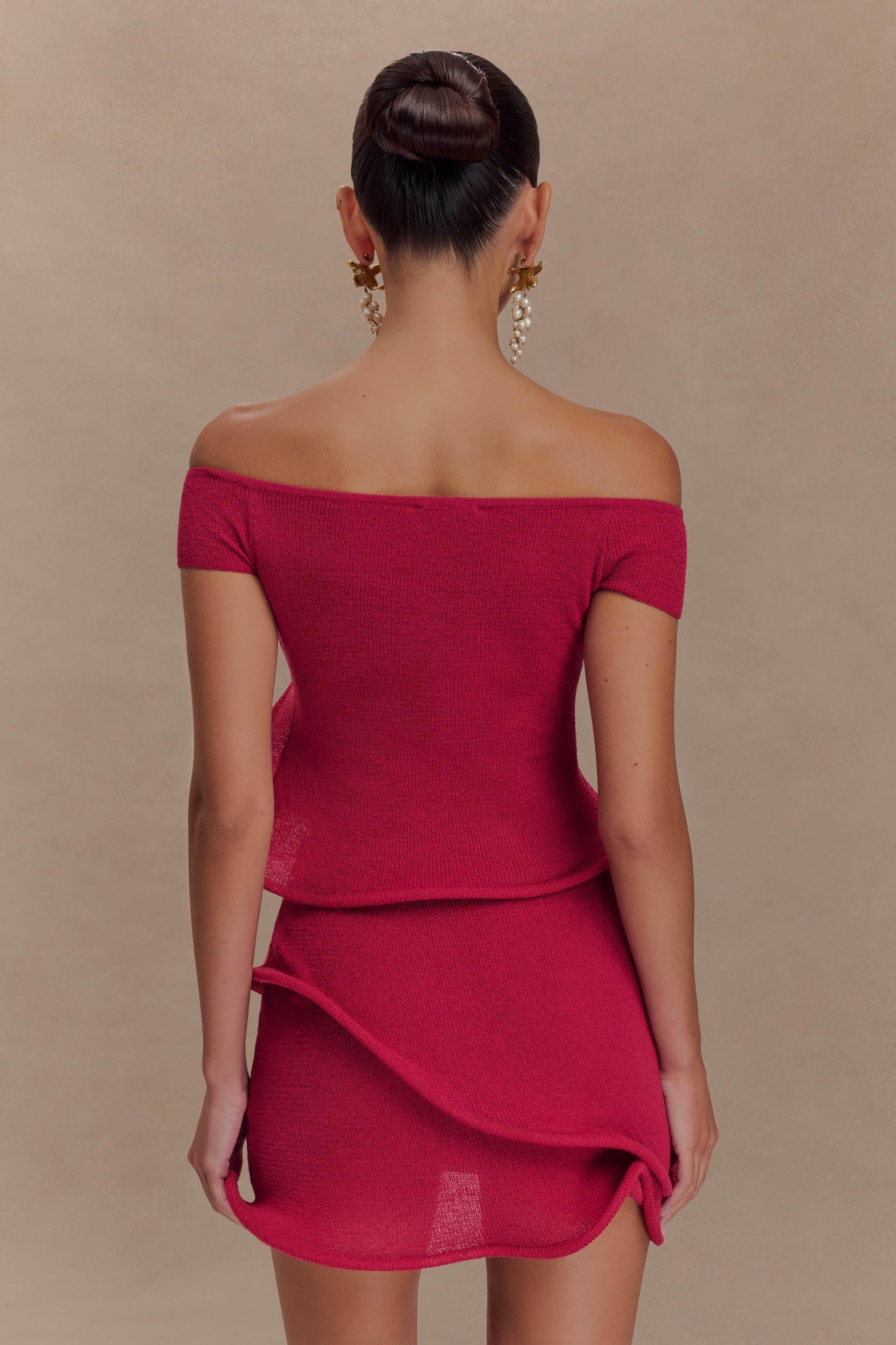 Haisley Off Shoulder Knit Top - Raspberry Product Image