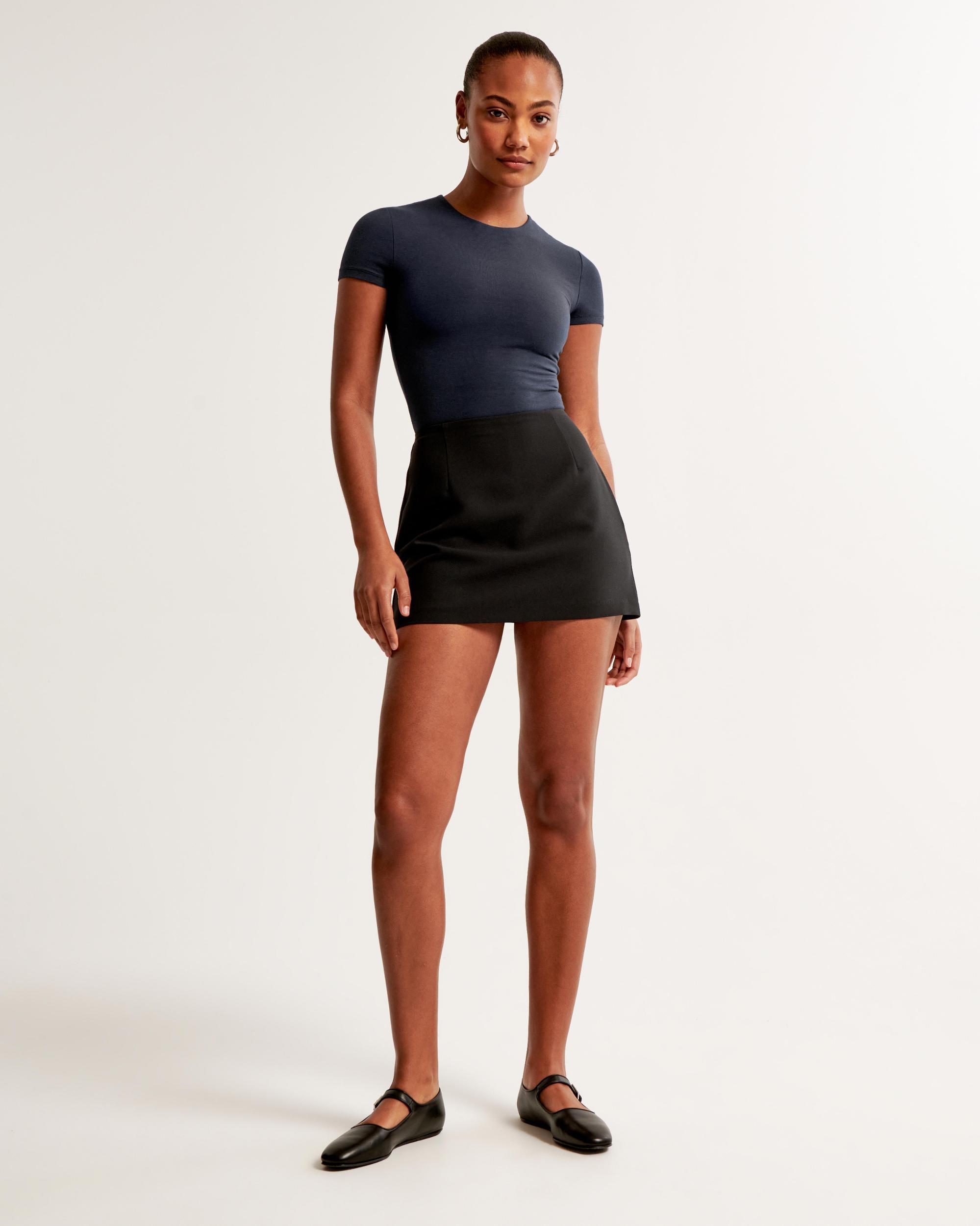 Cotton-Blend Seamless Fabric Tee Bodysuit Product Image