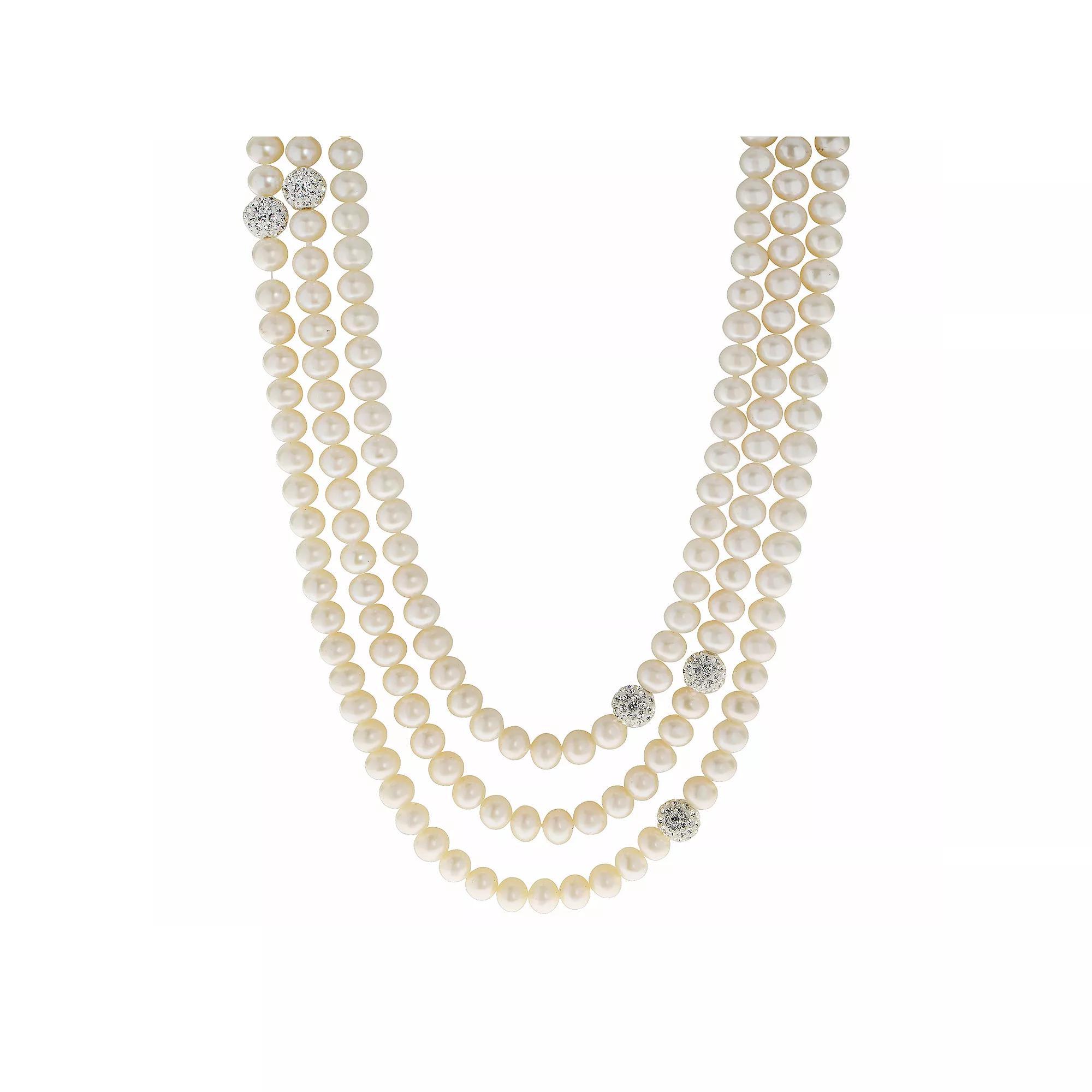 PearLustre by Imperial Freshwater Cultured Pearl & Crystal Endless Necklace, Womens, White Product Image