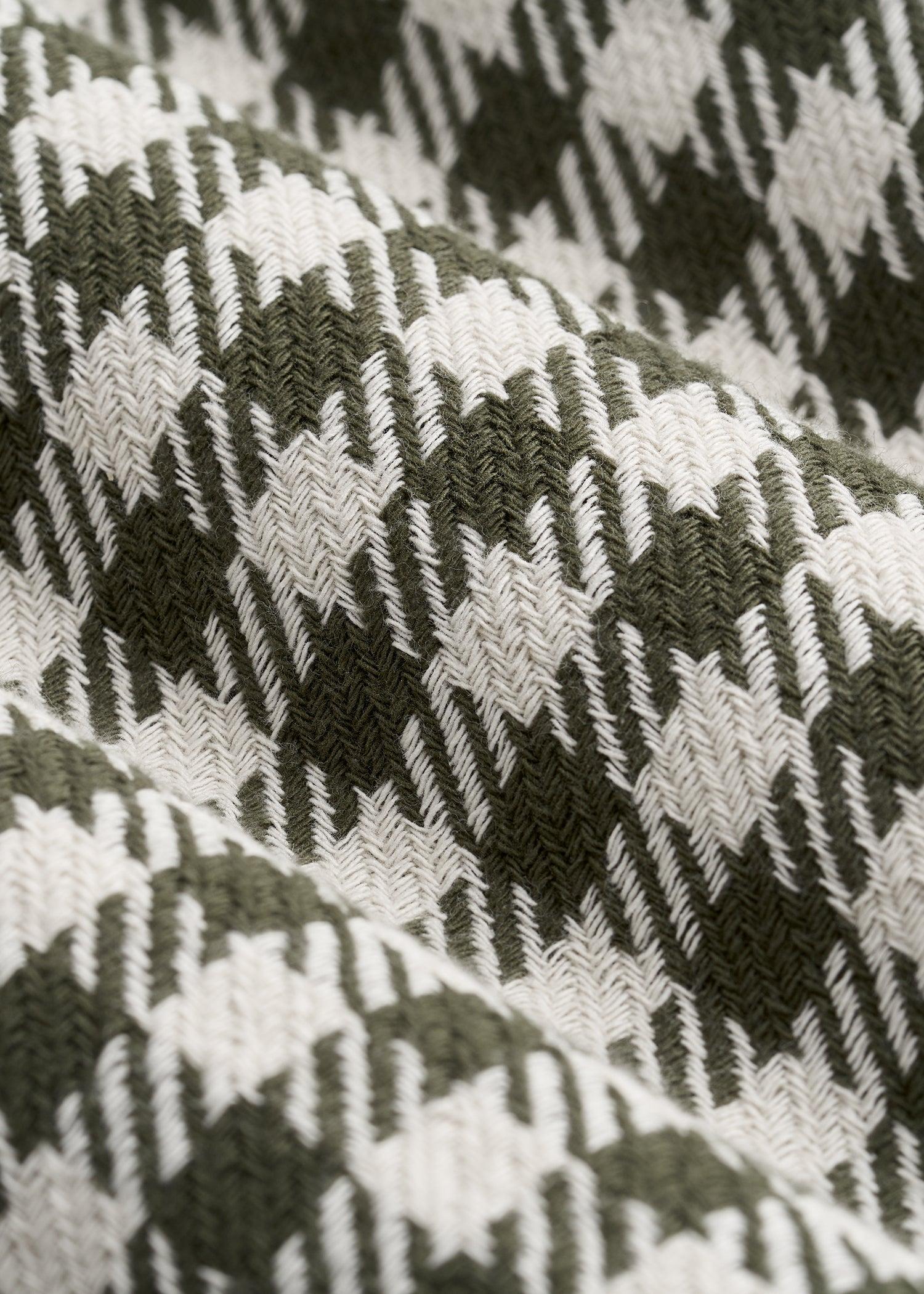 Lightweight Woven Overshirt for Tall Men in Olive and Ecru Check Product Image