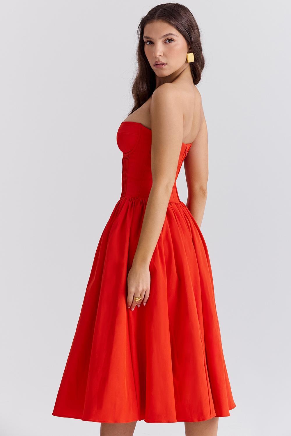 Mademoiselle Italian Rose Print Tulle Midi Dress Product Image