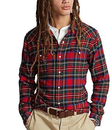 Polo Ralph Lauren Plaid Twill Western Shirt (Red Multi) Men's Long Sleeve Button Up Product Image