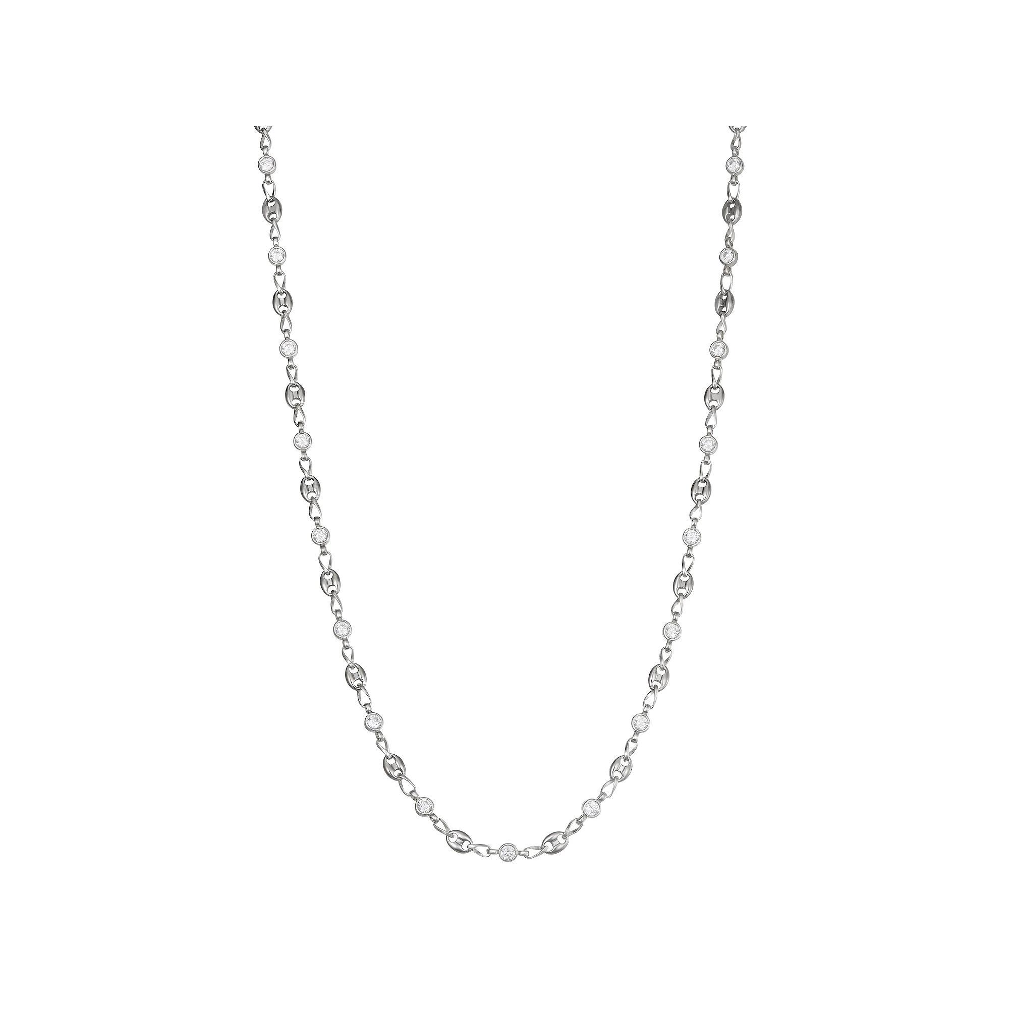 Kristen Kesho Sterling Silver & Stainless Steel Cubic Zirconia 20-in. Chain Necklace, Women's, Size: 20", White Product Image