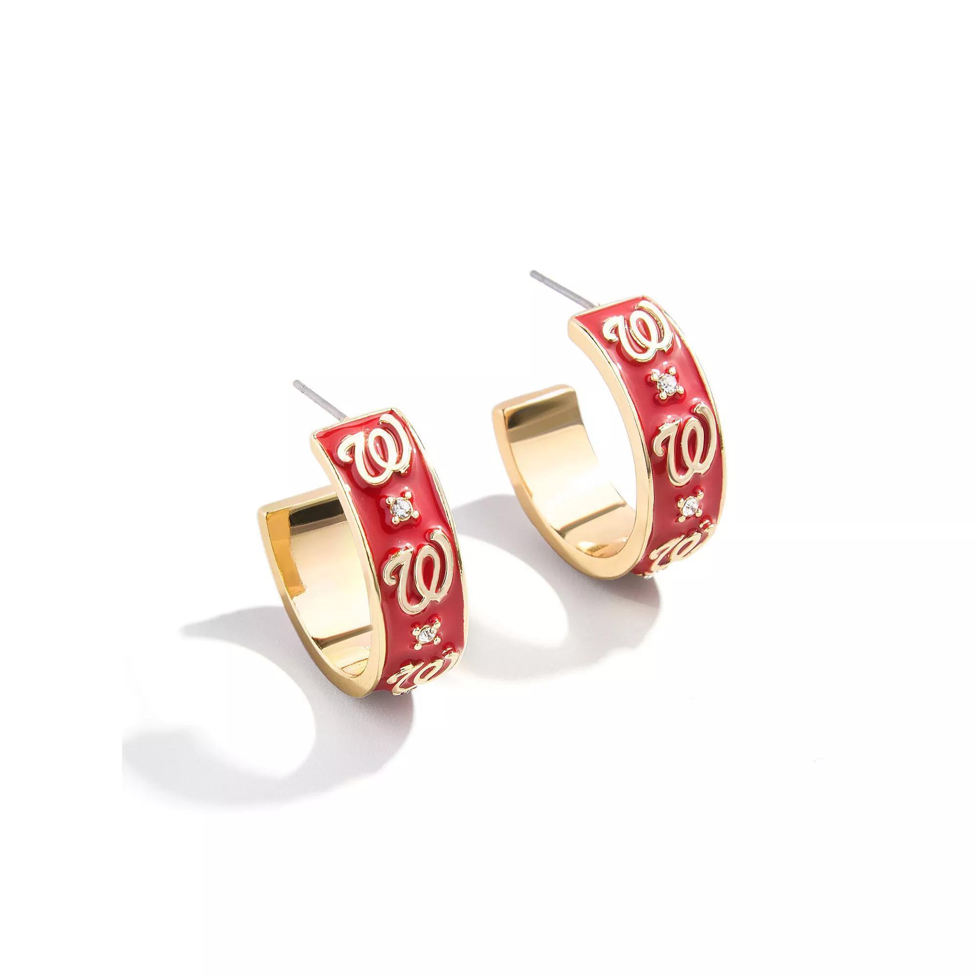 WEAR By Erin Andrews x BaubleBar Washington Nationals Enamel Hoop Earrings, Women's, Gold Product Image