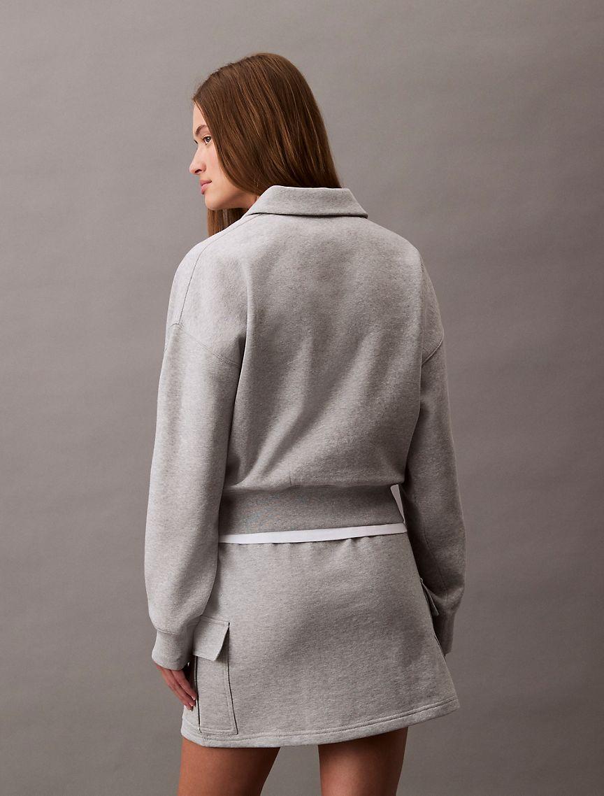 Calvin Klein Women's Archive Logo Fleece Quarter Zip Sweatshirt - Neutral - L Product Image
