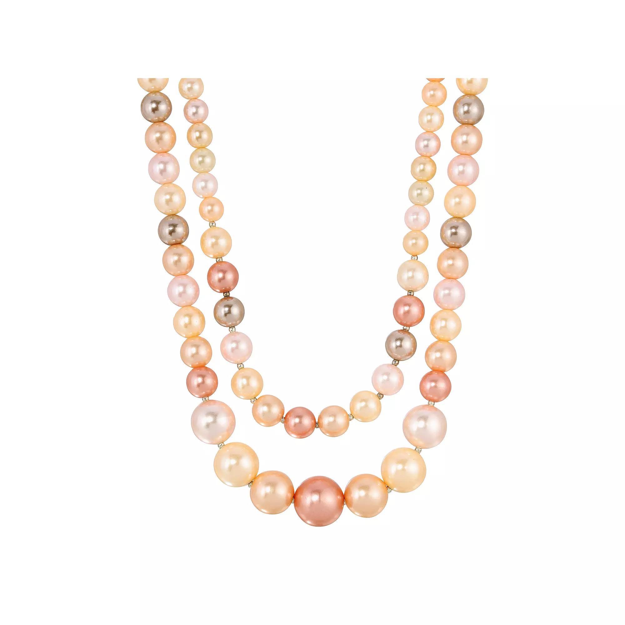 1928 Silver Tone Multi Color Simulated Pearl Necklace, Womens Product Image