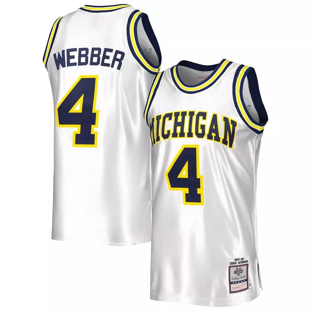 Men's Mitchell & Ness Chris Webber White Michigan Wolverines Authentic Jersey, Size: Small Product Image