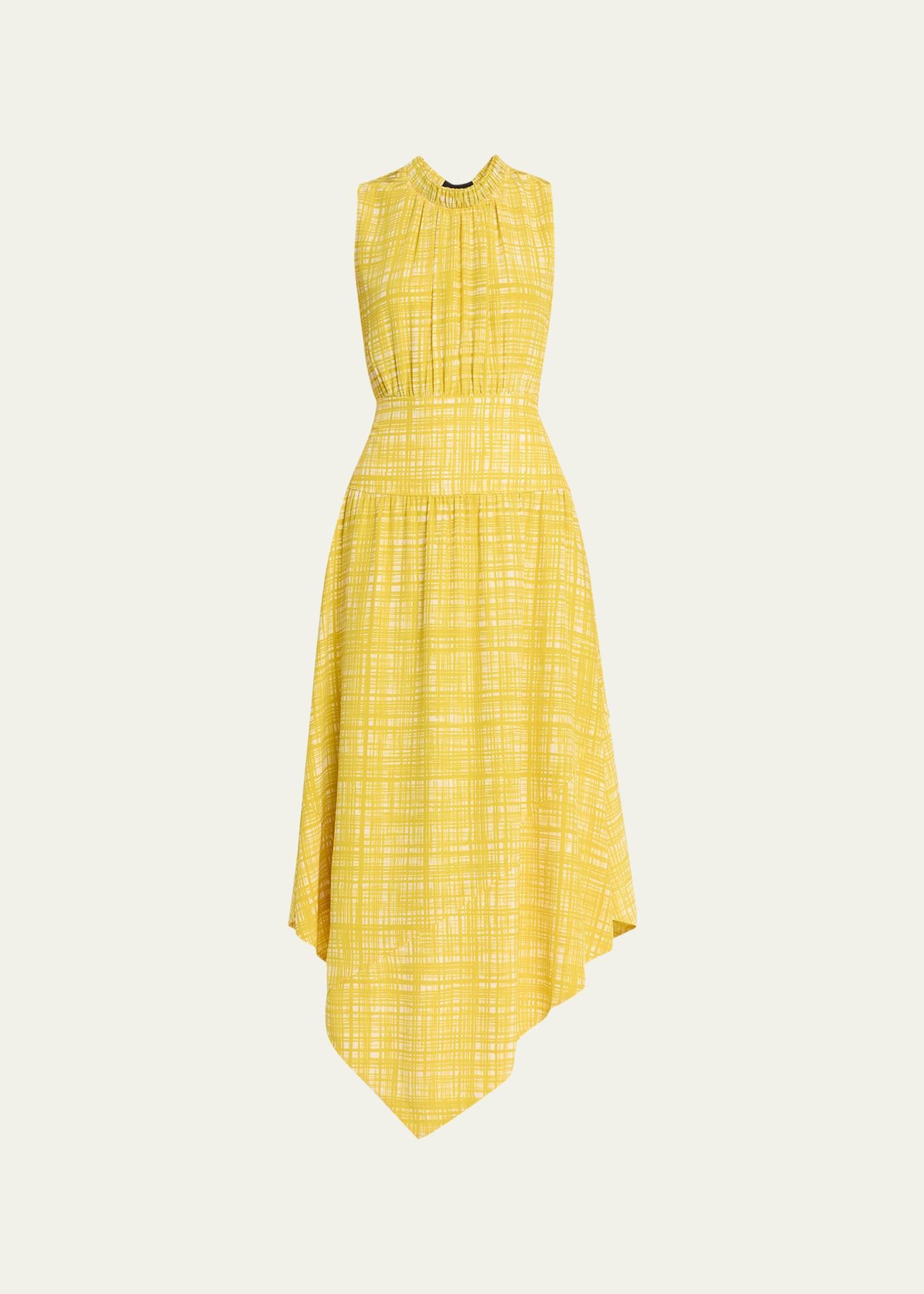 Printed Mock-Neck Handkerchief Midi Dress Product Image