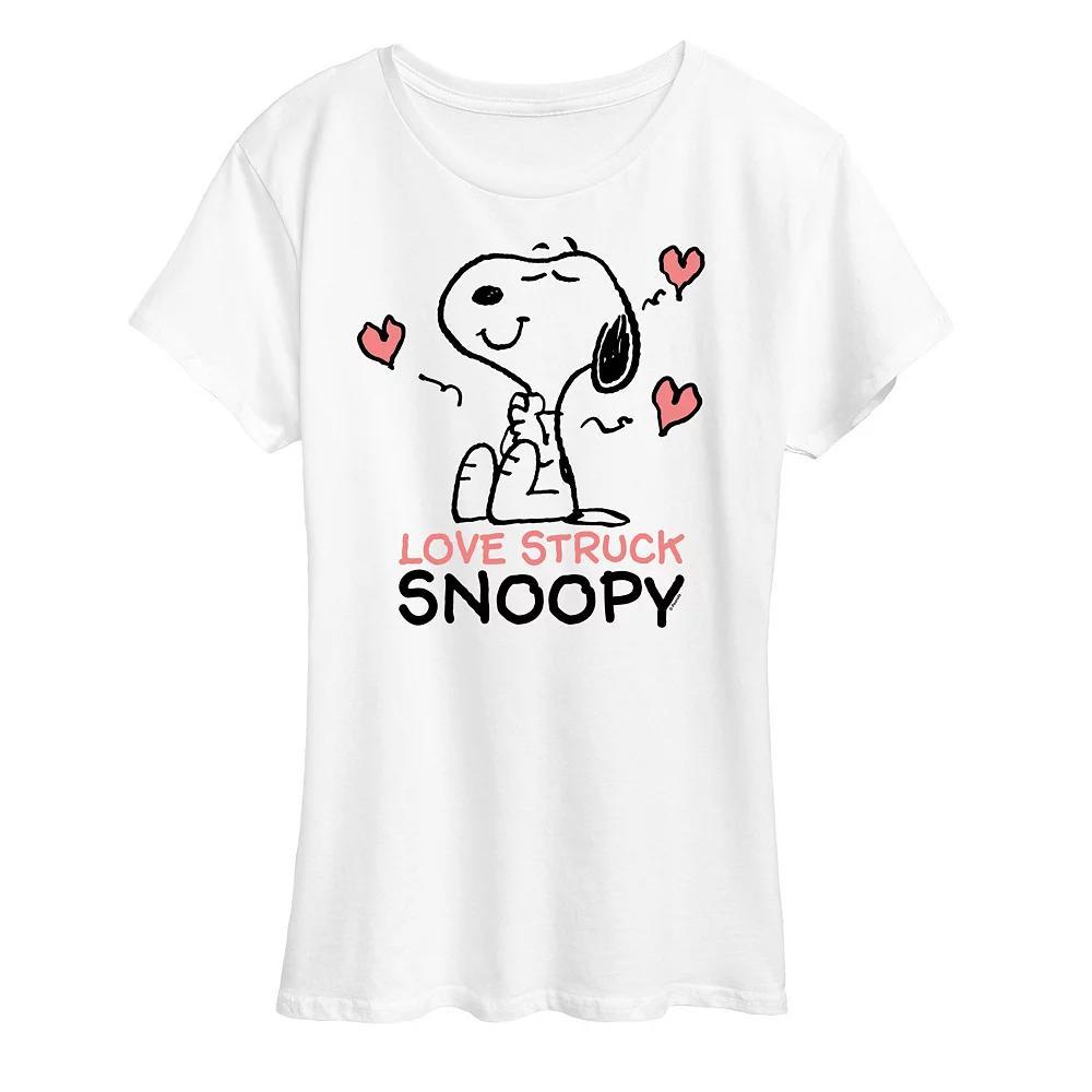 Women's Peanuts Love Struck Snoopy Graphic Tee, Size: Large, White Product Image