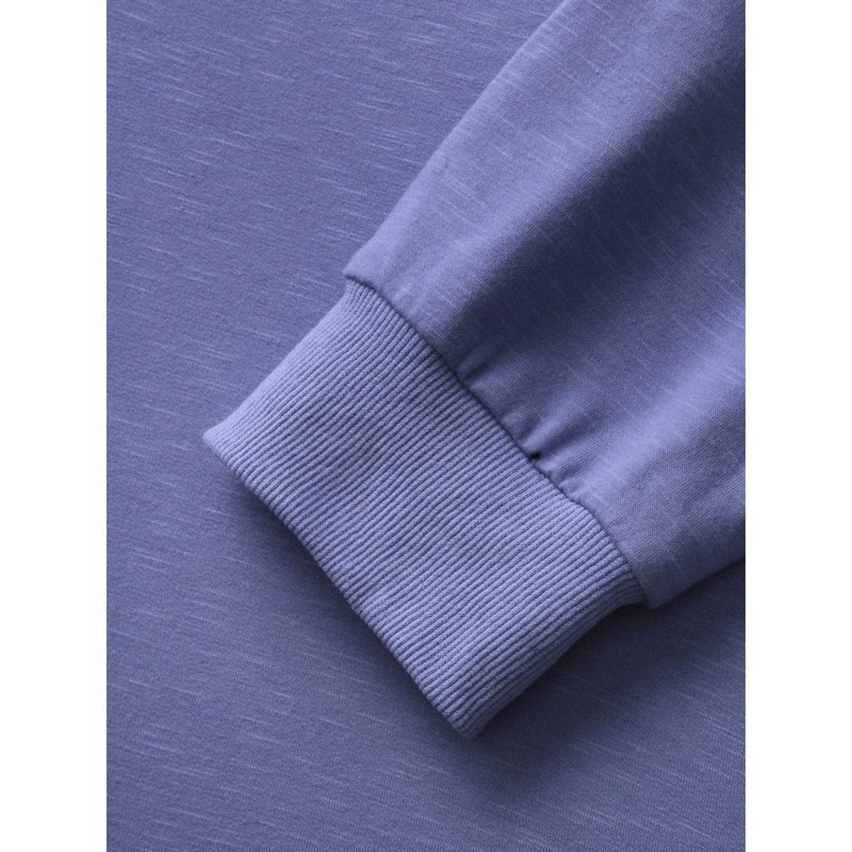 Plus Size Plain Notched Collar Button Up Sweatshirt Women Bluepurple Casual Patchwork Notched collar Everyday Sweatshirts BloomChic 28/5X Product Image