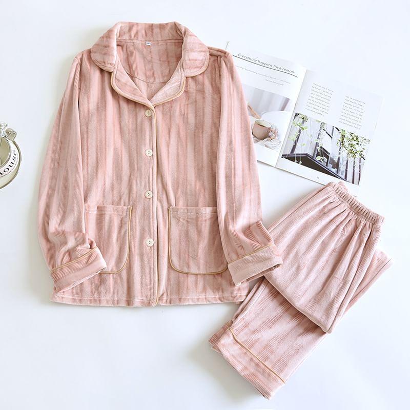 Couple Matching Striped Pajama Set Product Image
