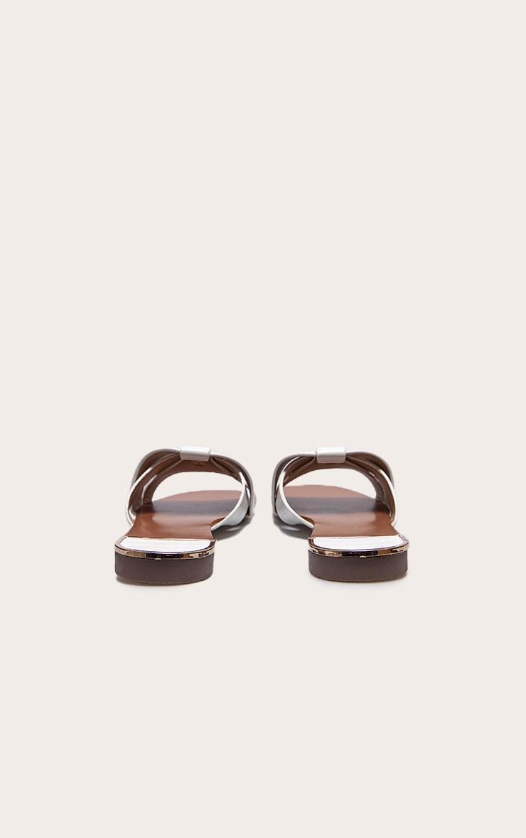 White Croc PU Strap Over Flat Sandals Product Image