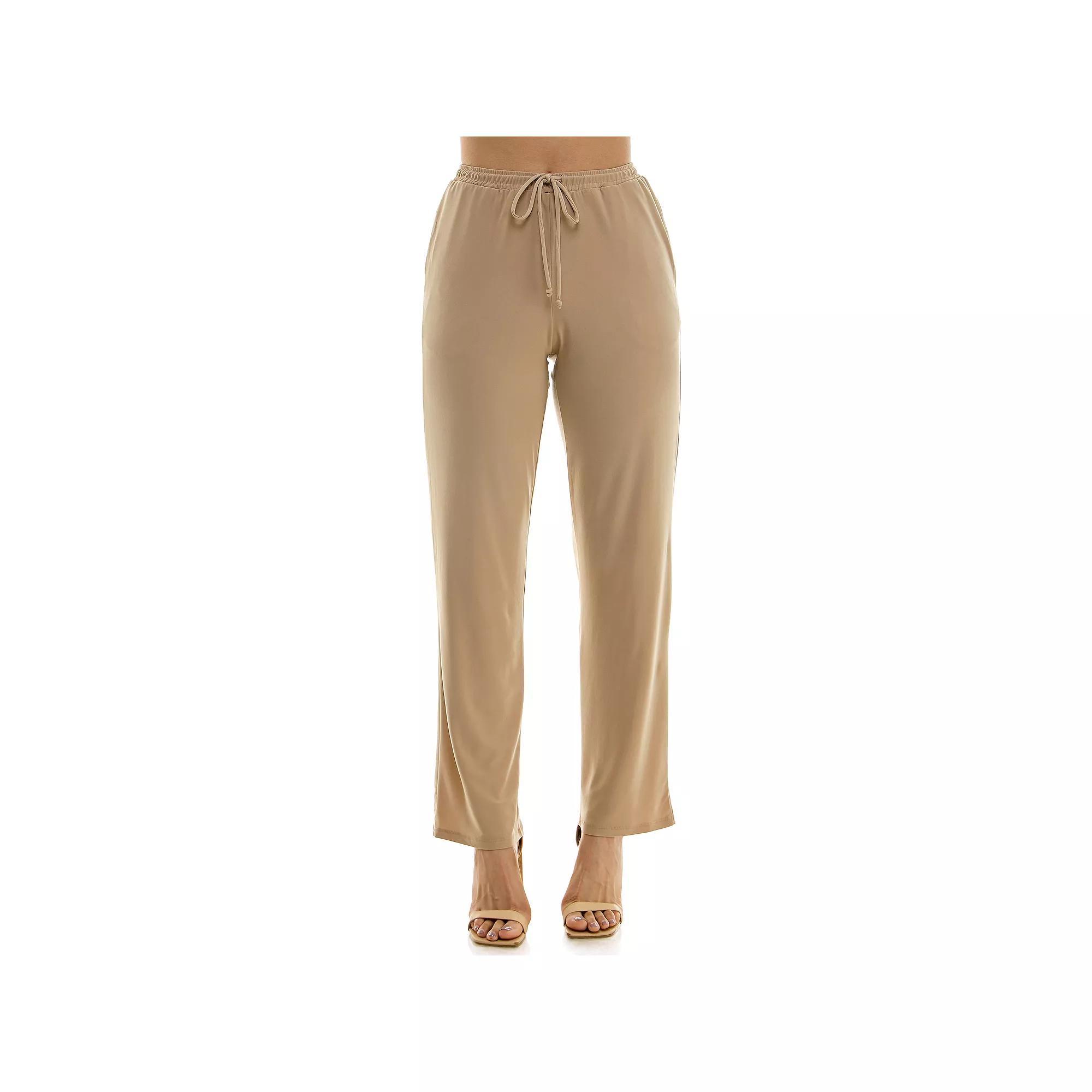 Women's Nina Leonard Classic Drawstring Pant, Size: Small, Bright Green Product Image