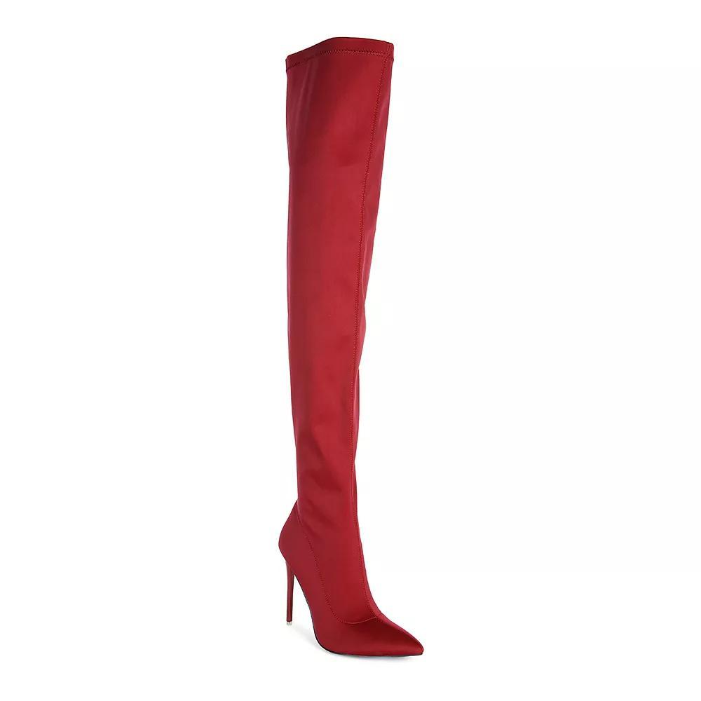 London Rag No Calm Women's Superstretch Knee High Stiletto Boots, Size: 7, Red Product Image