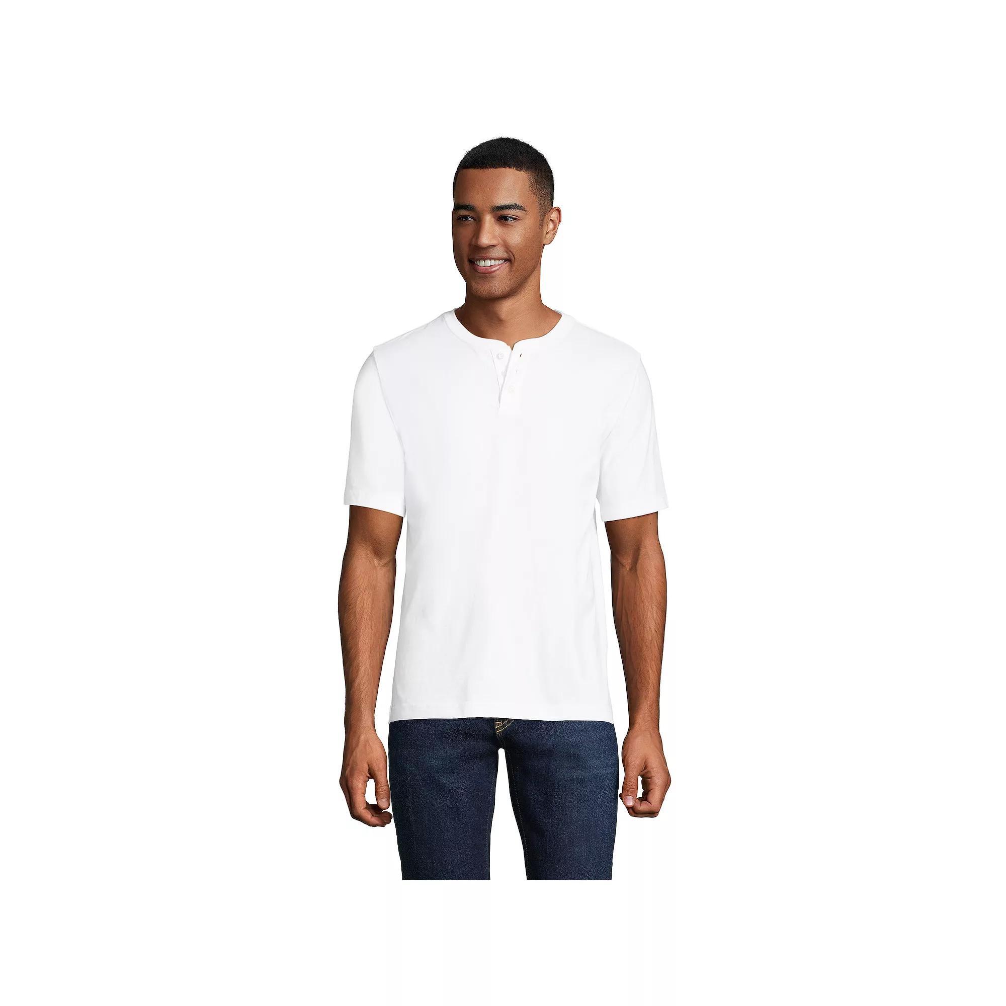 Men's Lands' End Classic-Fit Super-T Henley, Size: Large, Antique Alabaster Product Image