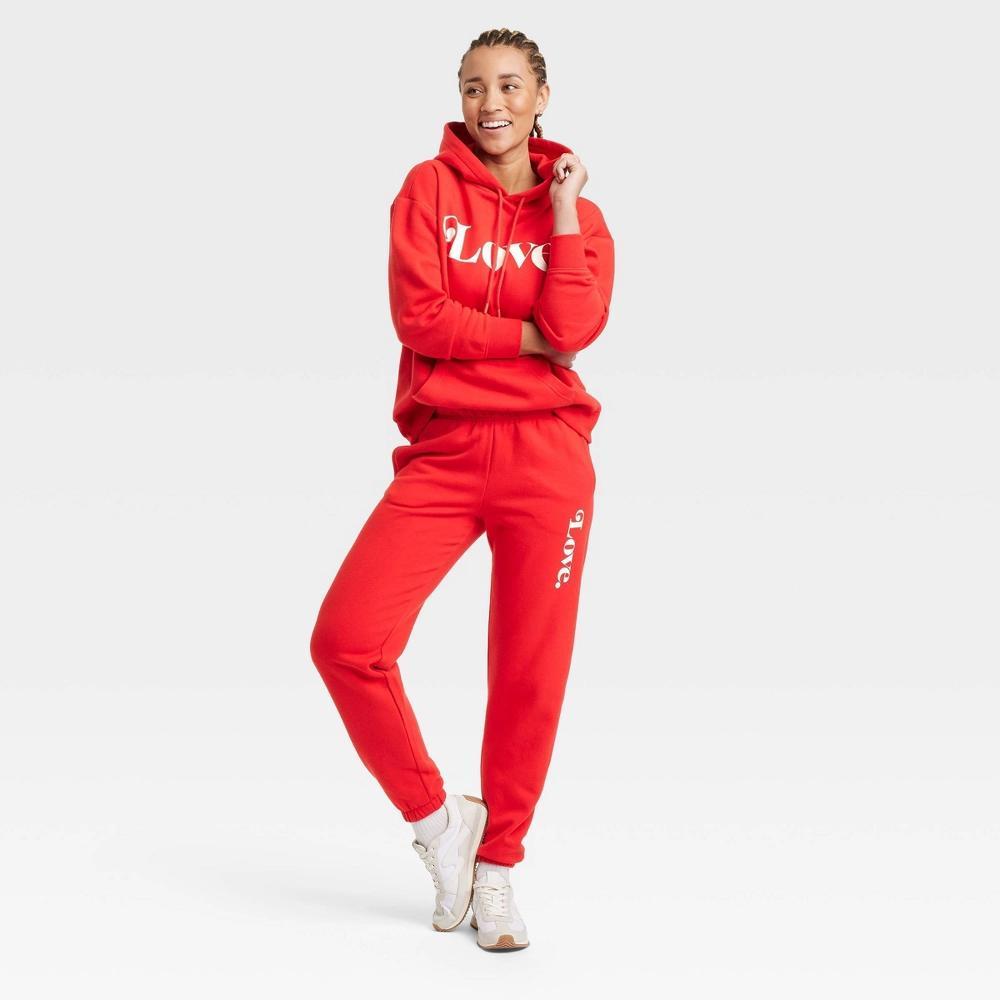 Womens Leisure Studio Graphic Joggers - Universal Thread Red Letters L Product Image
