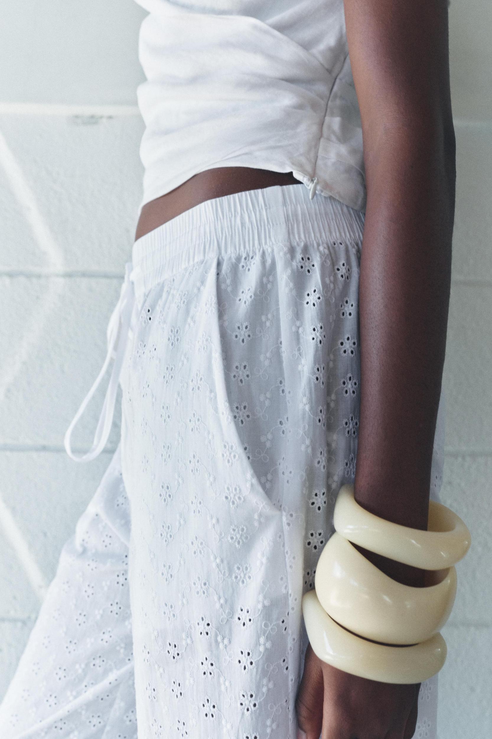 EMBROIDERED EYELET PANTS ZW COLLECTION Product Image
