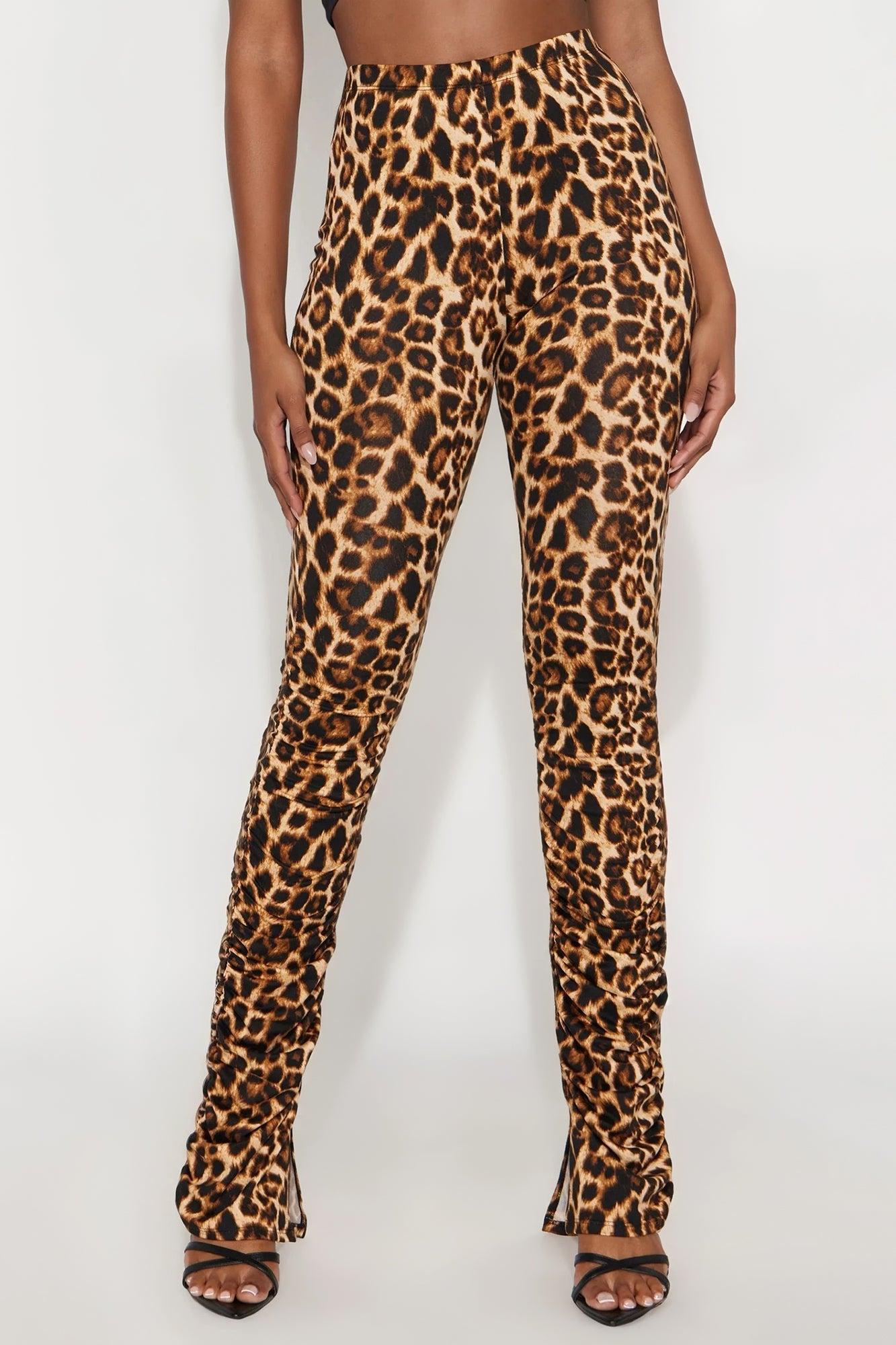 Labeled Leopard Stacked Skinny Pant - Leopard Product Image