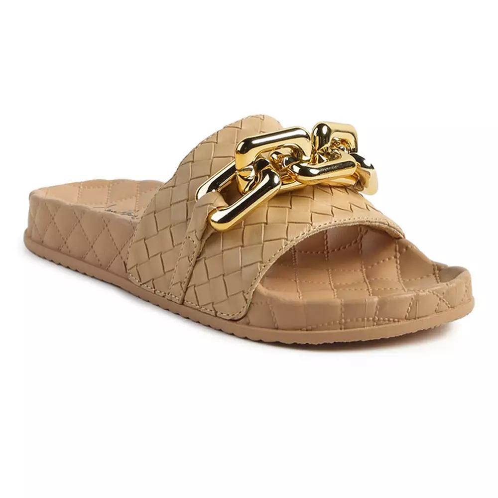 London Rag Women's Miami Shot Bling Chain Strap Slide Sandals, Size: 8, Pink Product Image