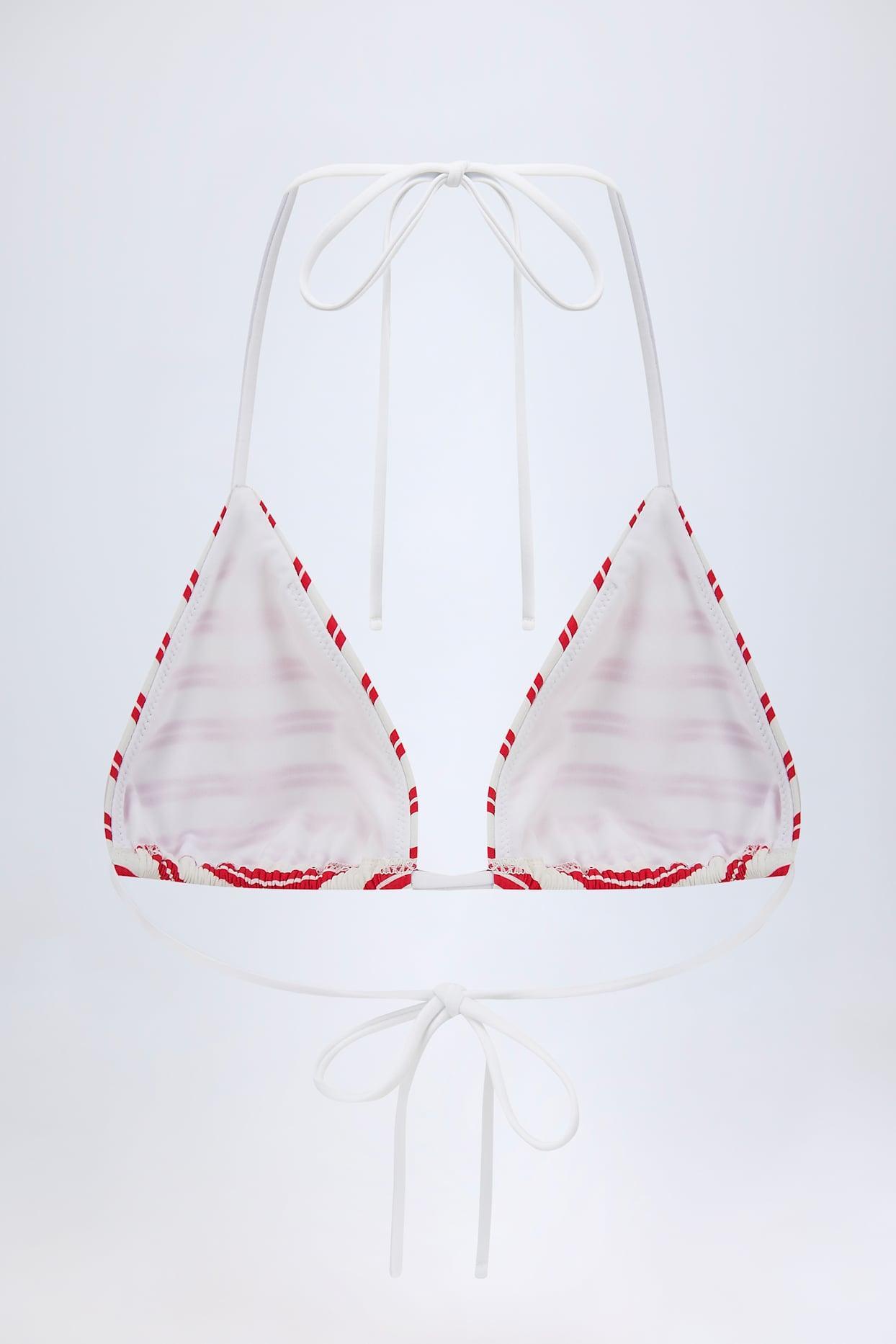 Triangle Bikini Top in Cherry Red Double Stripe Product Image