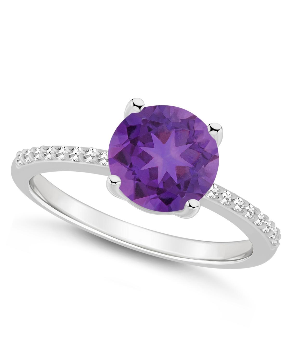 Alyson Layne Sterling Silver 8 mm Round Gemstone & 1/10 Carat T.W. Diamond Ring, Women's, Purple Product Image