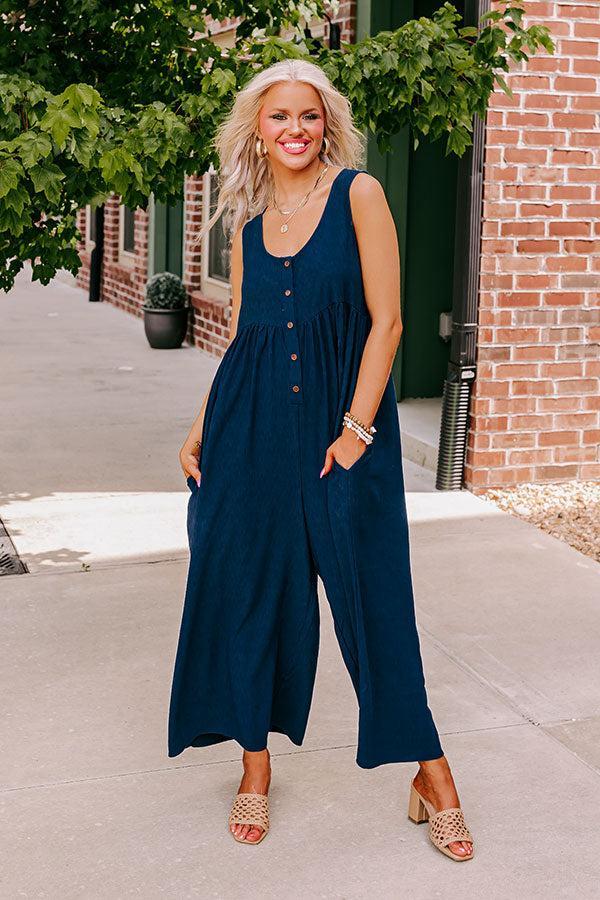Fall Into Happiness Jumpsuit in Navy Product Image