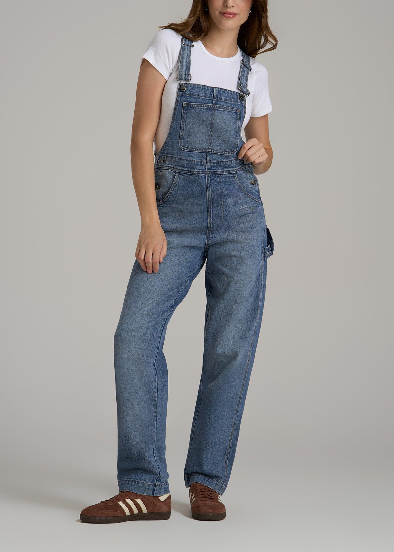 Denim Overalls for Tall Women in Malibu Blue Product Image