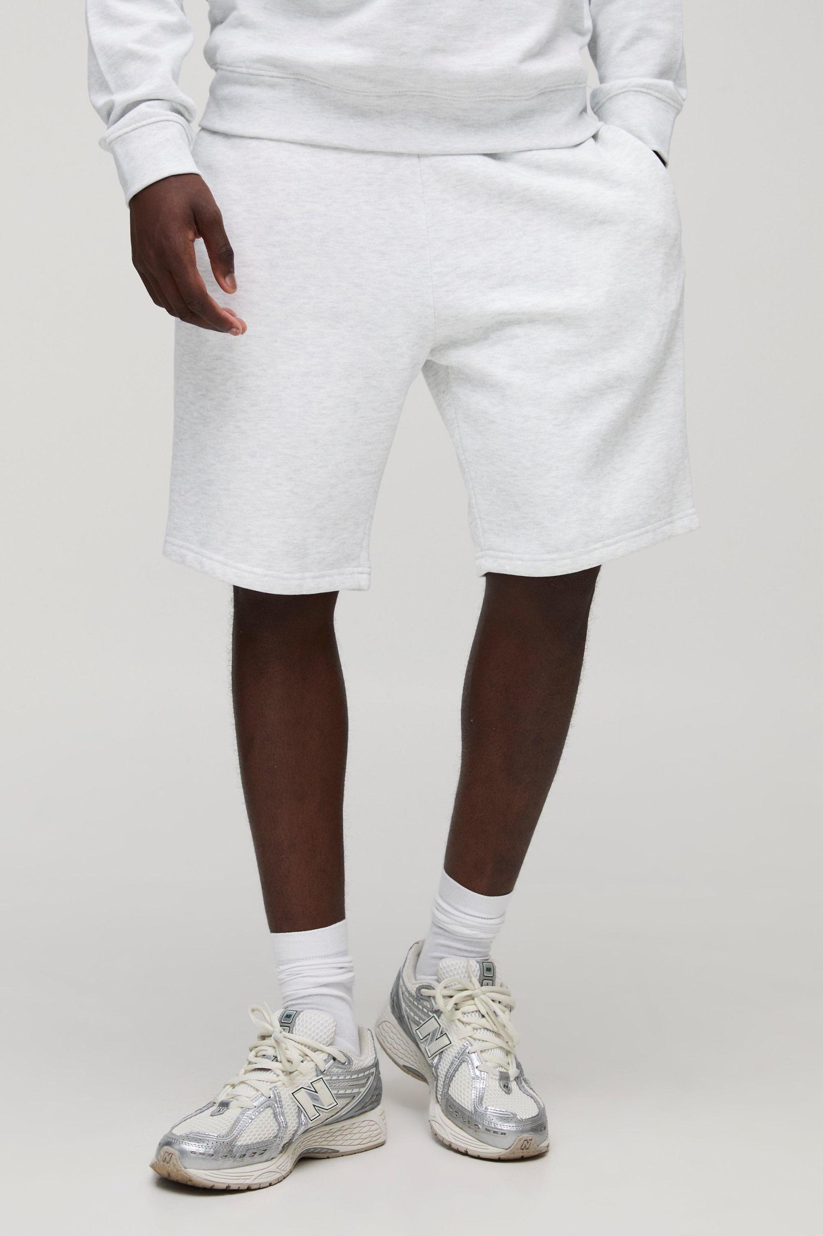 Mens Slim Fit Mid Length Basic Shorts - Grey Product Image