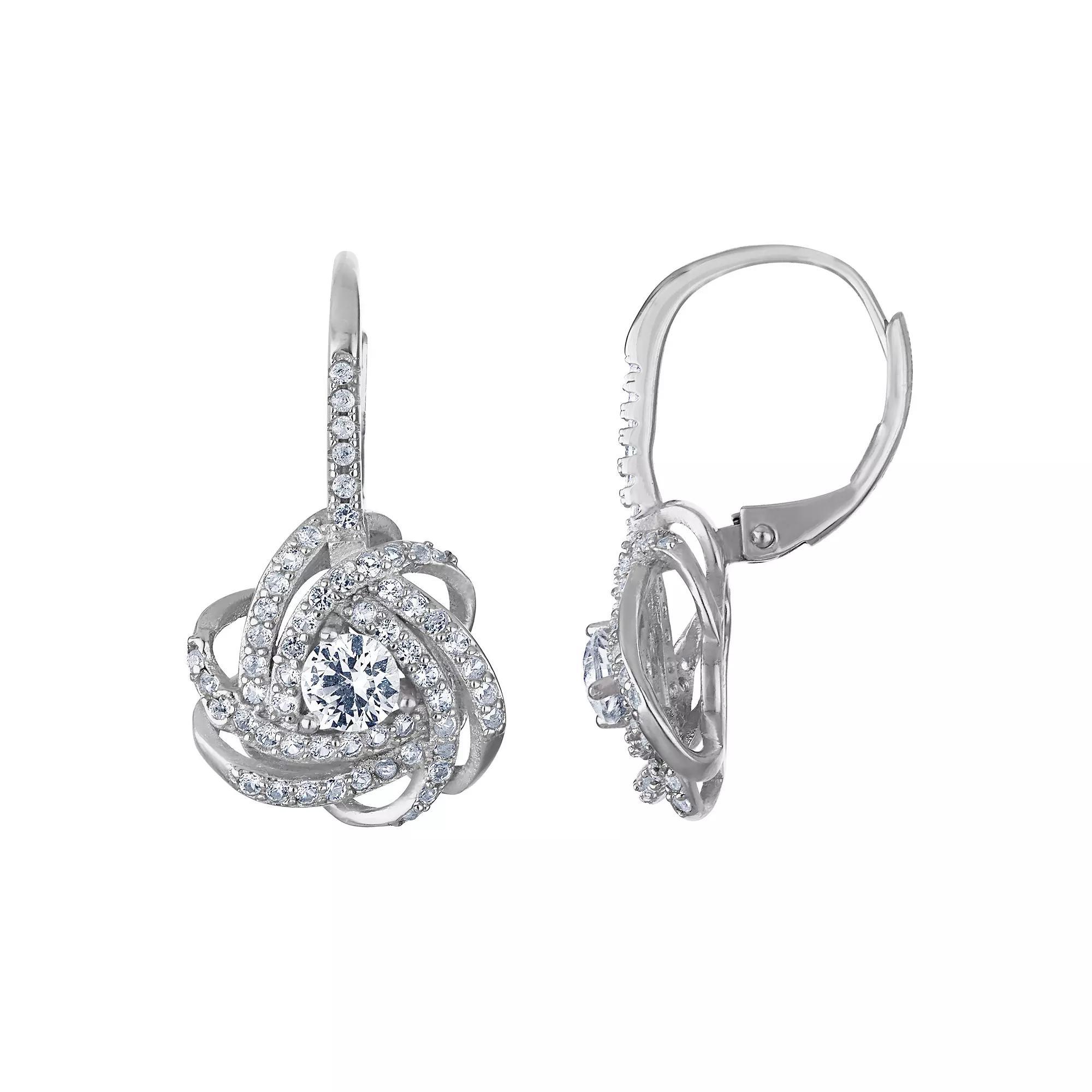 Designs by Gioelli Sterling Silver Gemstone Love Knot Leverback Earrings, Womens, Cr White Blue Product Image