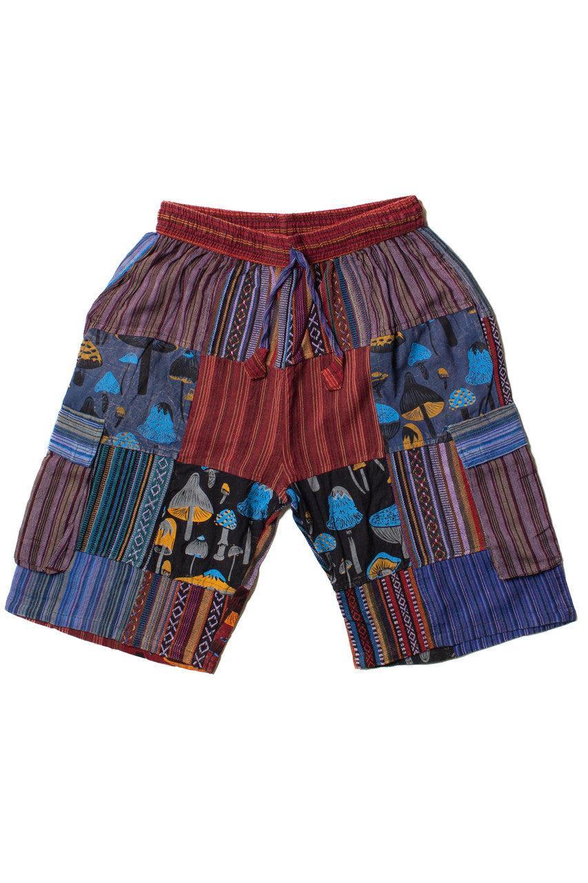 Indigo Mushroom Patchwork Cargo Shorts Product Image