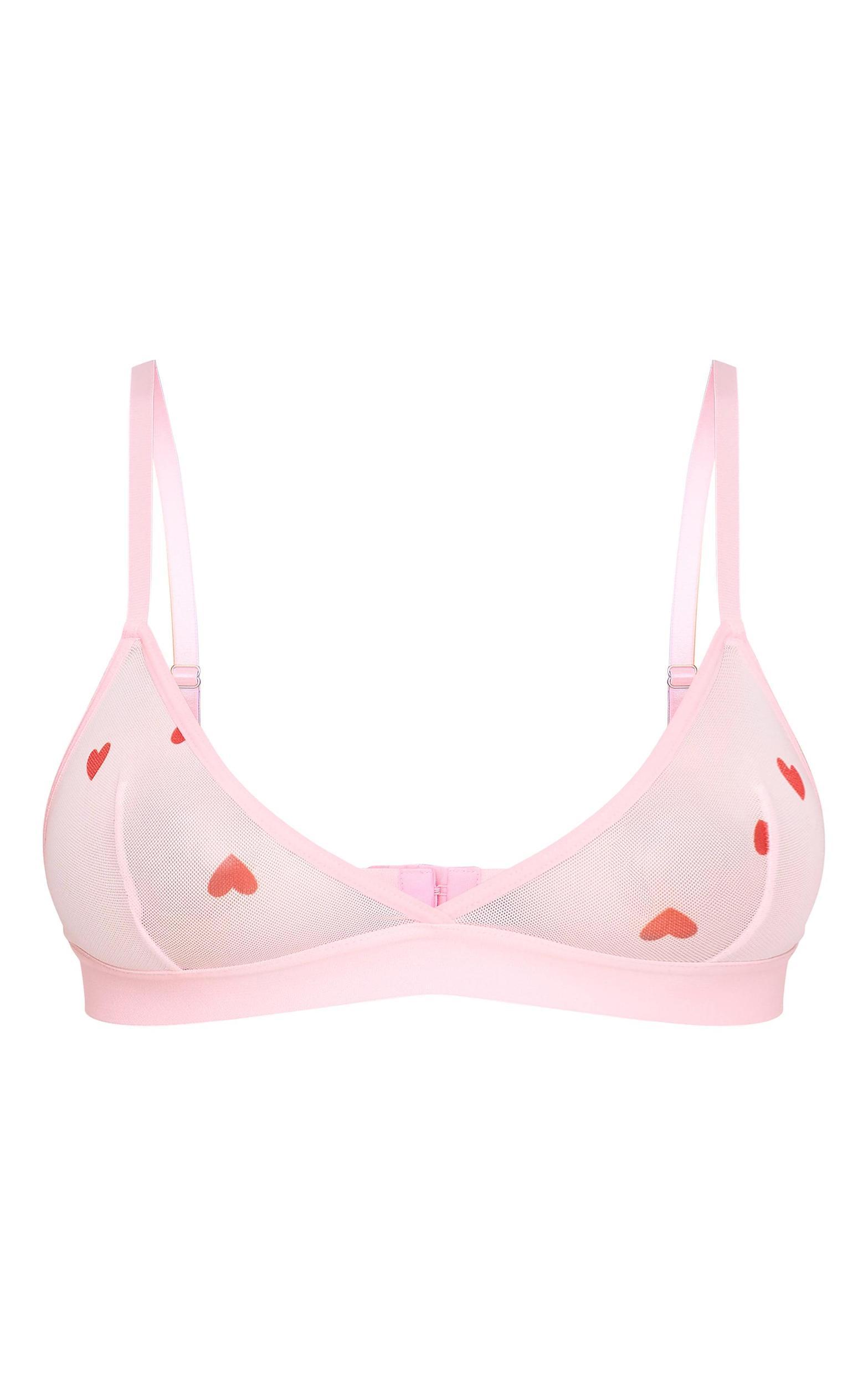 Pink Mesh Heart Triangle Bralette Product Image