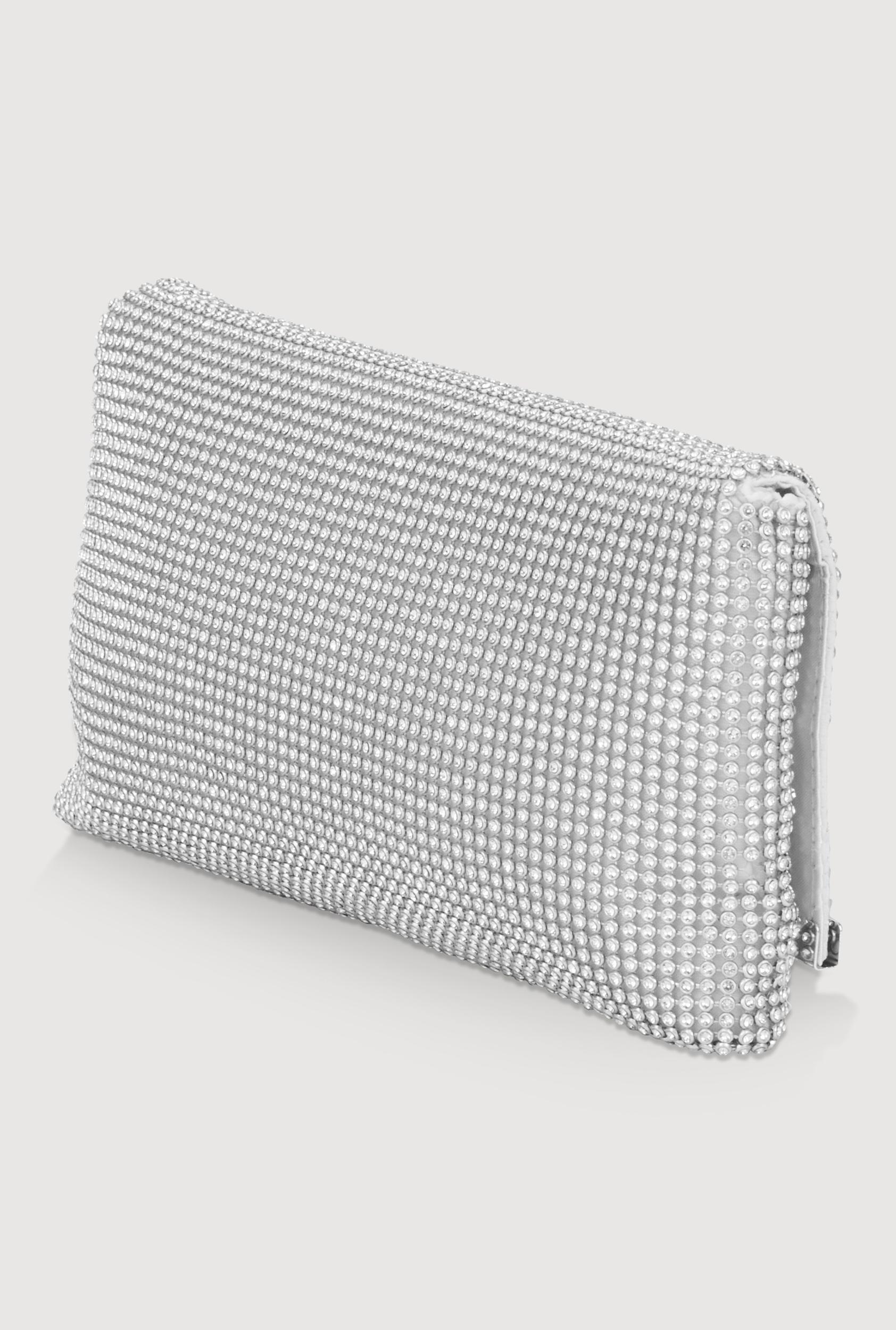 Rhinestone Studded Satin Fold Over Clutch Female Product Image