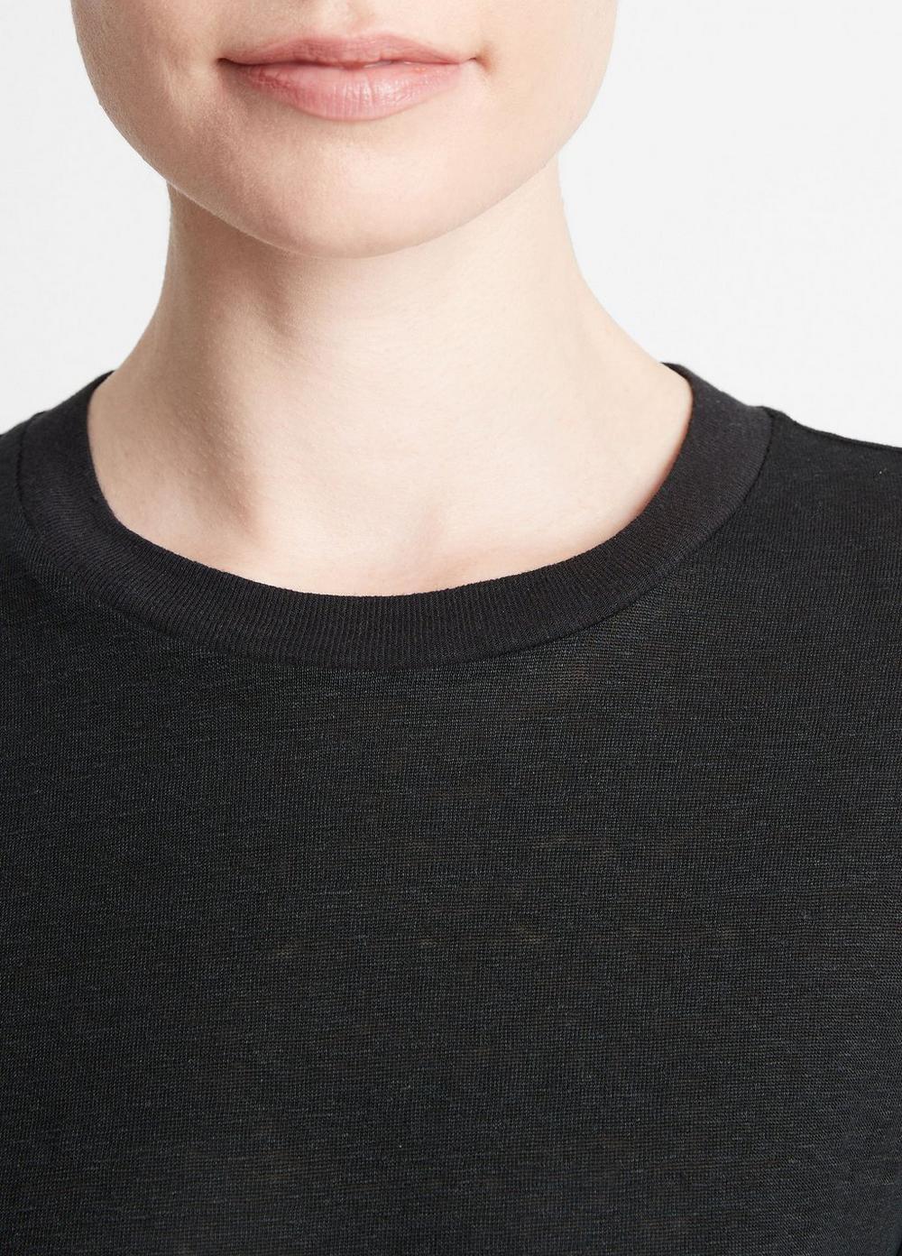 Womens Linen Drop-shoulder Crew Neck T-Shirt, Black, Size XS Vince Product Image