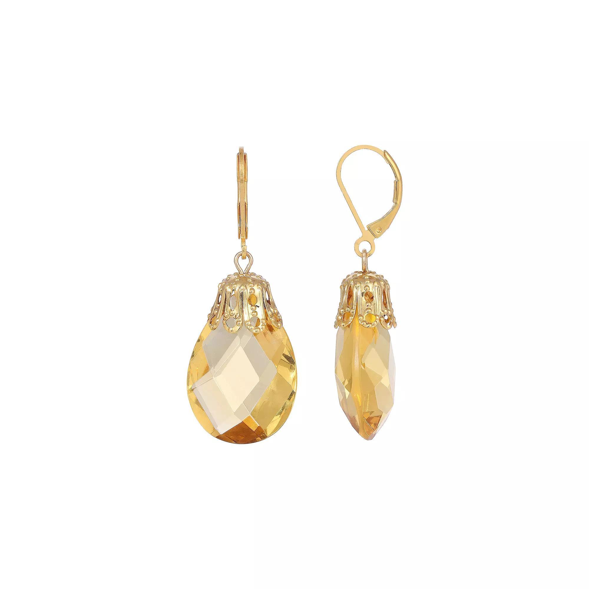 1928 Gold Tone Briolette Drop Earrings, Womens, Pink Product Image