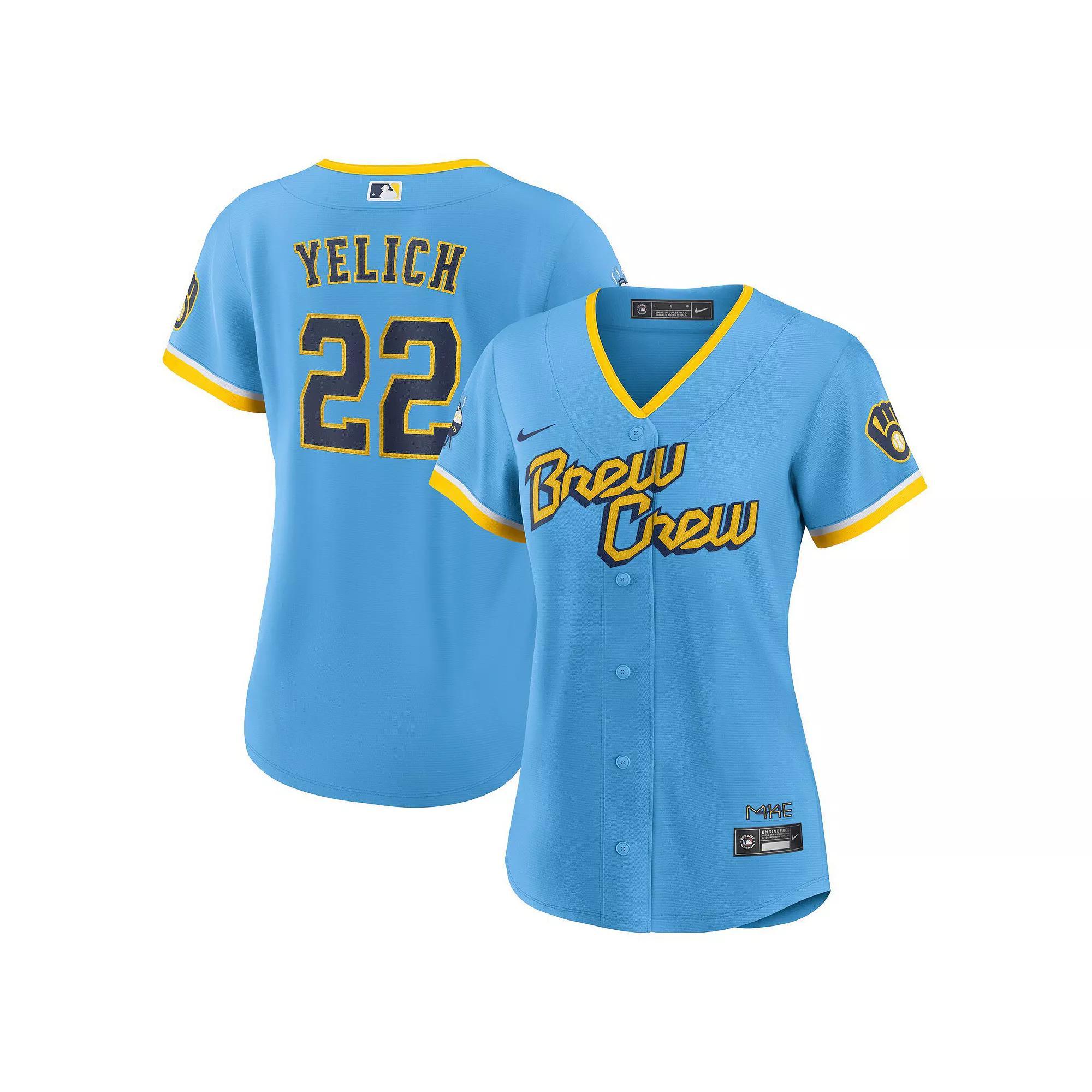 Womens Nike Christian Yelich Powder Blue Milwaukee Brewers 2022 City Connect Replica Player Jersey Product Image