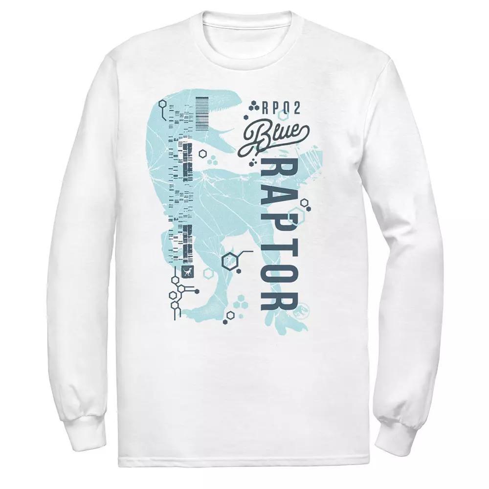 Men's Jurassic World Two Blue Raptor DNA Code Silhouette Tee, Size: Medium, White Product Image