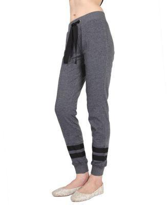 MeMoi Womens Cotton Blend Jogger Pants with Contrast Ribbon Stripes Product Image