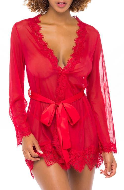 Oh La La Cheri Provence Eyelash Lace Robe & G-String Set 94-11136, Women's, Size: Small-Medium, Black Product Image