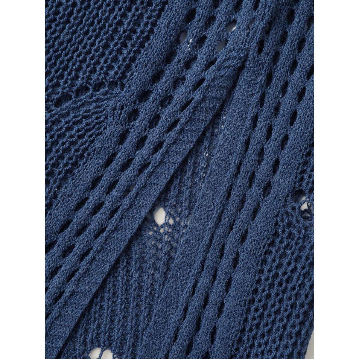 Plus Size Side Slit Cut-Out Swim Cover-Up Women's Swimwear Indigo Beach Loose Texture Curve Swim Cover Ups BloomChic 26/4X Product Image