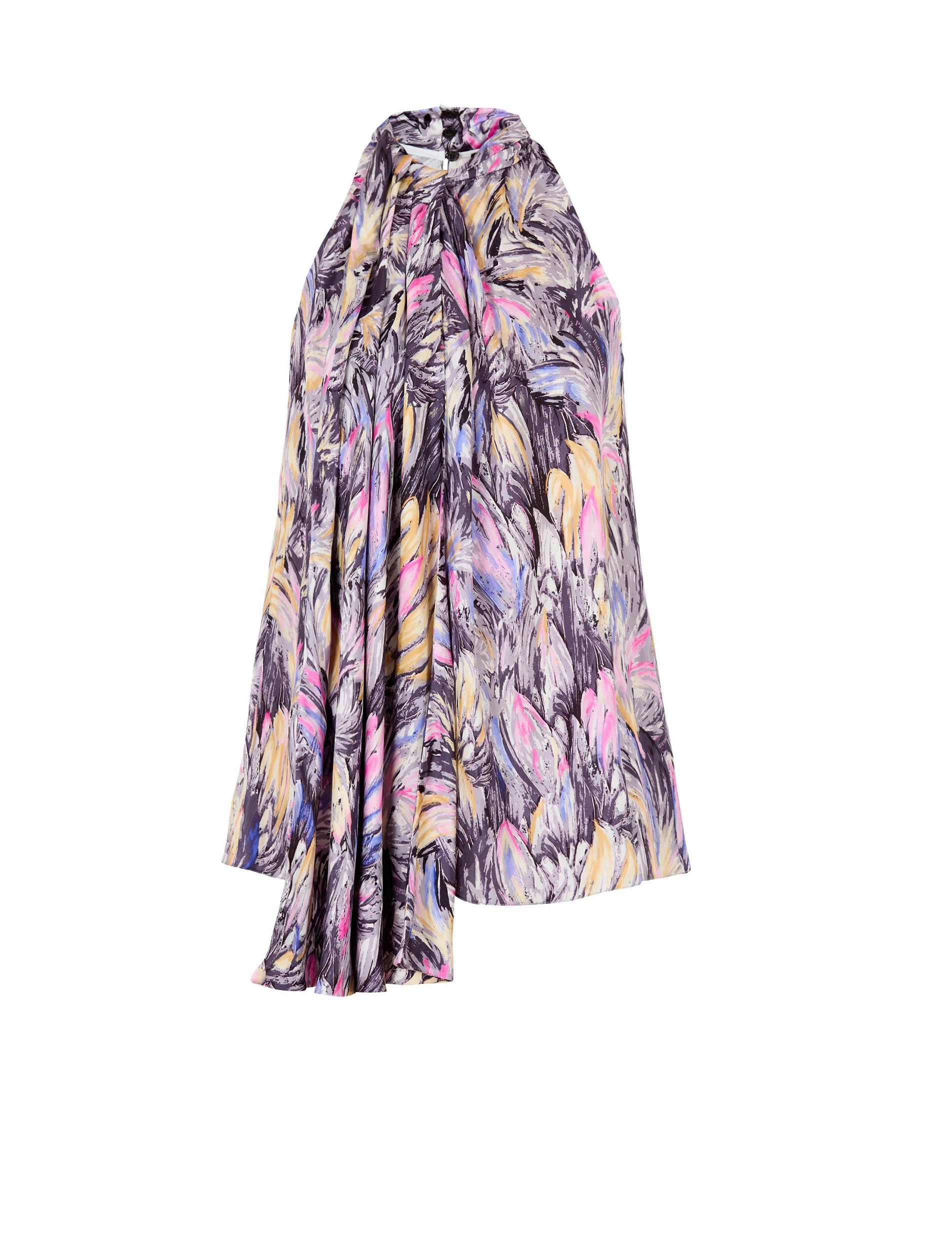 Pussy-bow top with Feather print Product Image