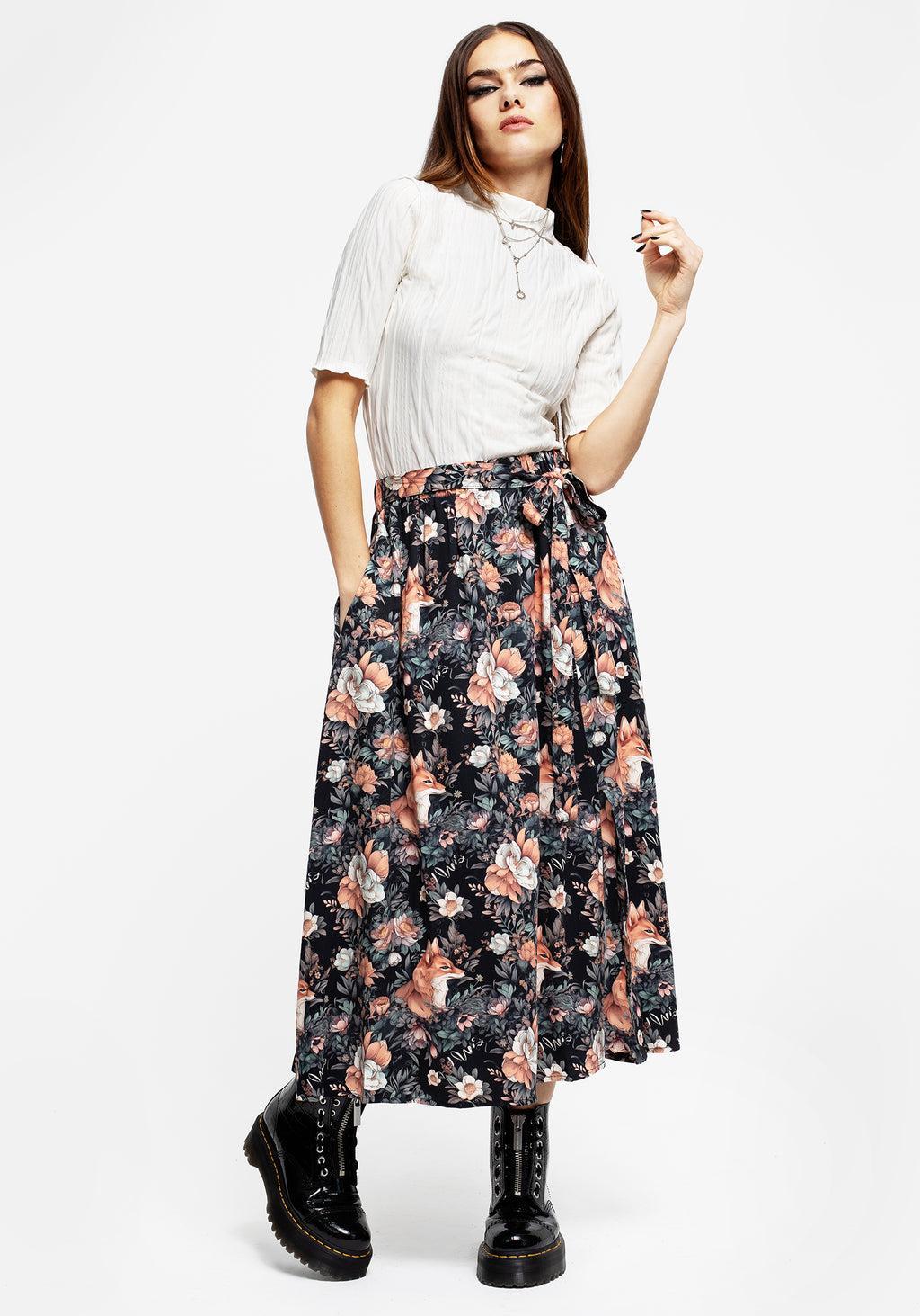 Reynard Fox Floral Print Midi Skirt Product Image