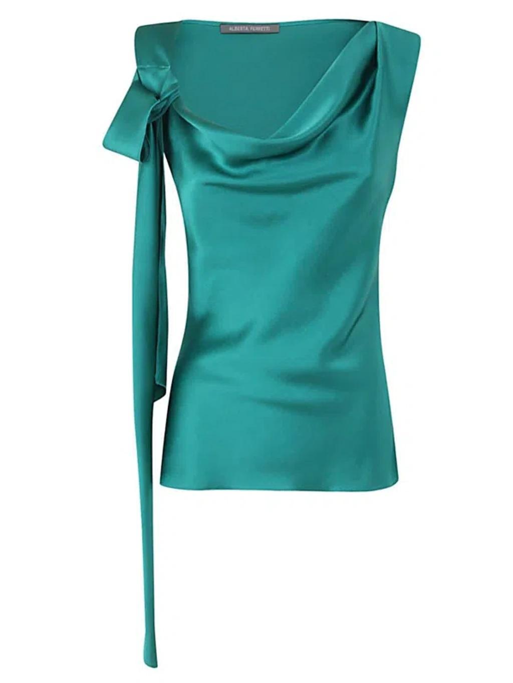 ALBERTA FERRETTI Bow-detailed Sleeveless Top In Green Product Image