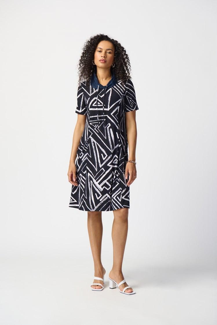 Abstract Print Silky Knit A-Line Dress Product Image