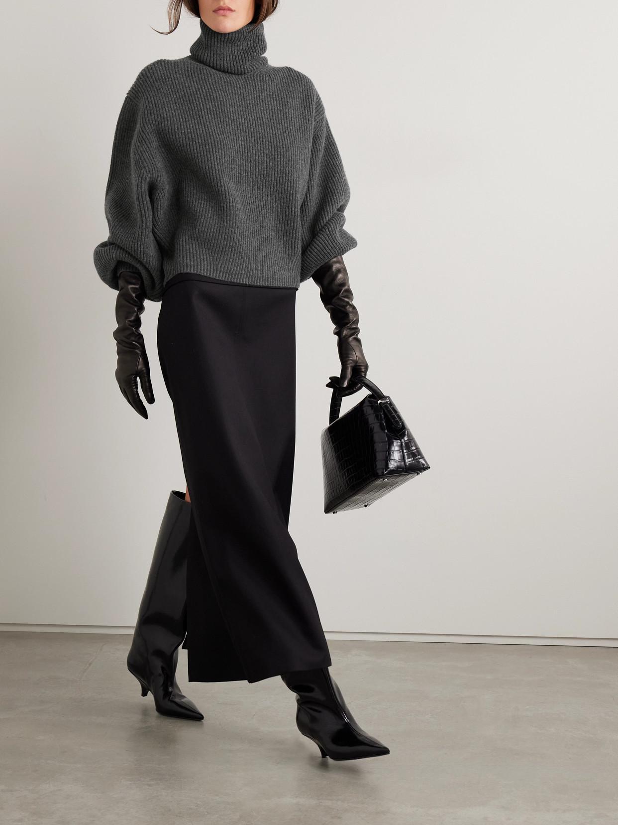 TOTÊME Ribbed Turtleneck In Grey Melange Product Image