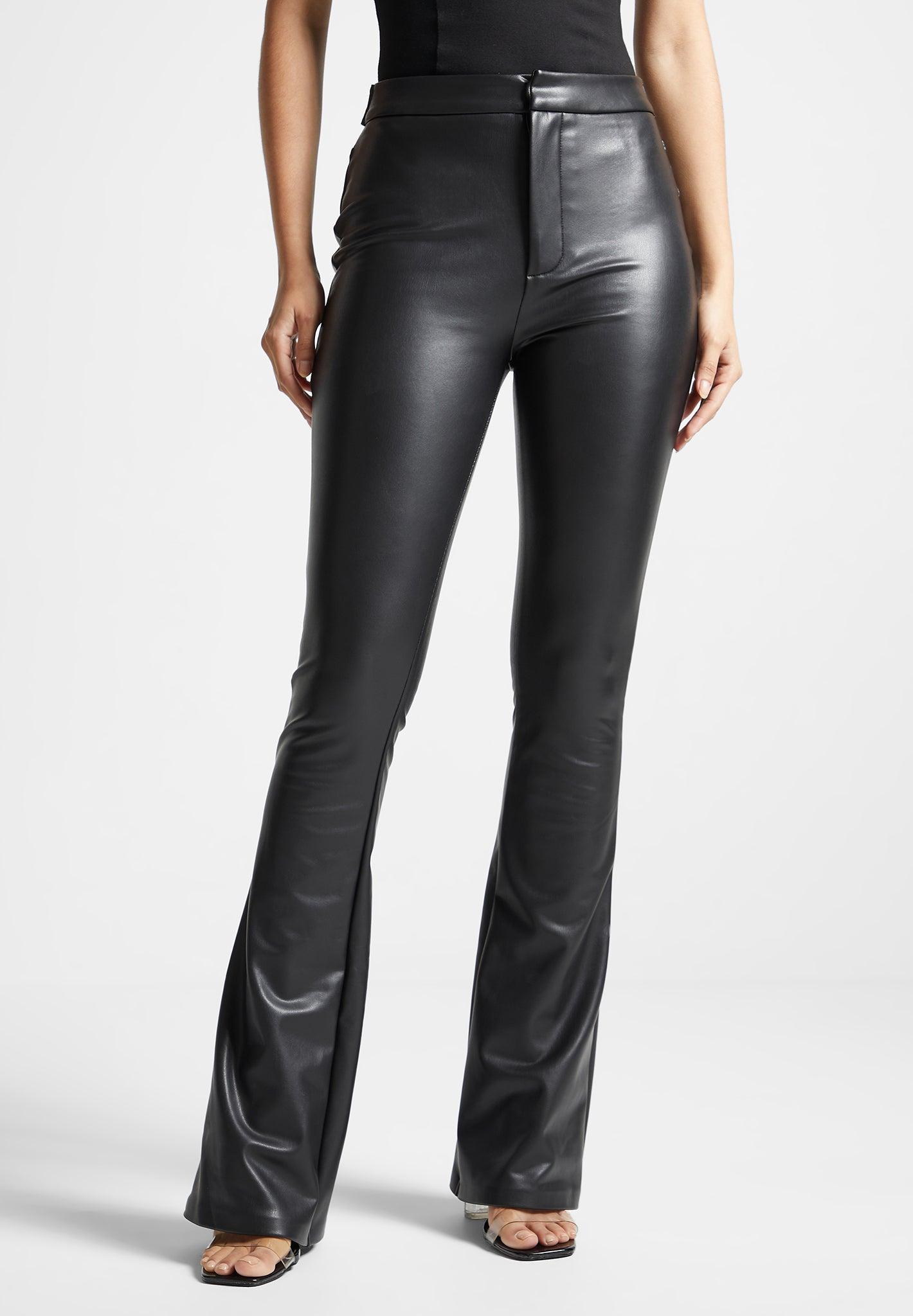 Leather Mini Flared Leggings - Black Female Product Image