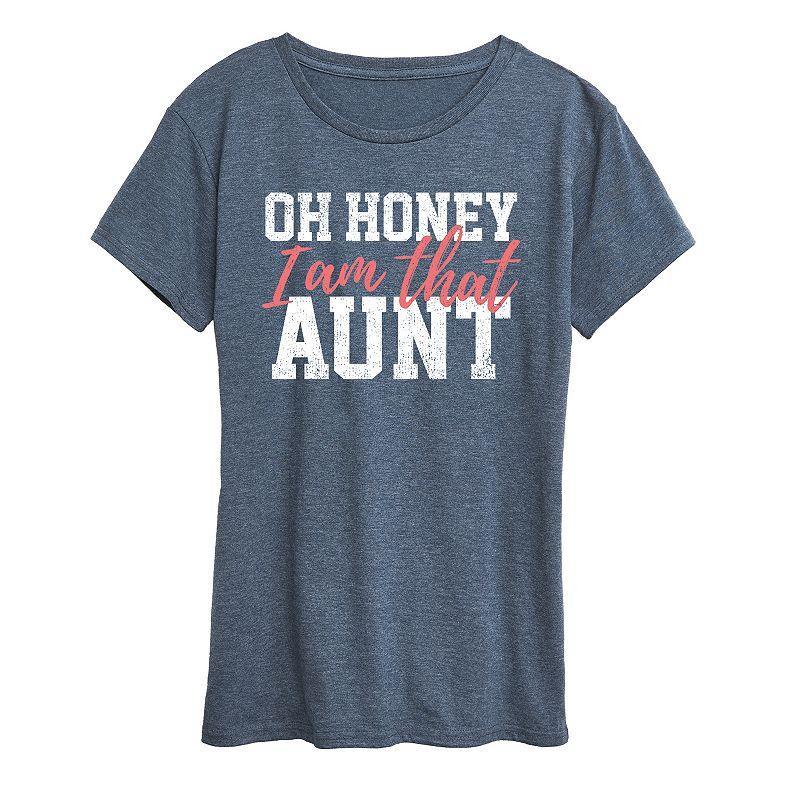 Womens Oh Honey I Am That Aunt Graphic Tee, Girls Grey Blue Product Image