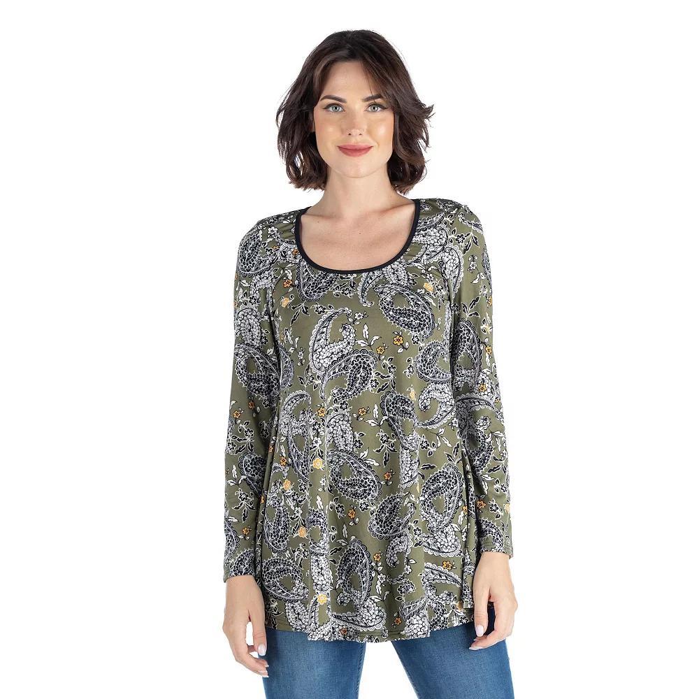 Women's 24Seven Comfort Apparel Paisley Tunic Top, Size: Small, Green Team Product Image